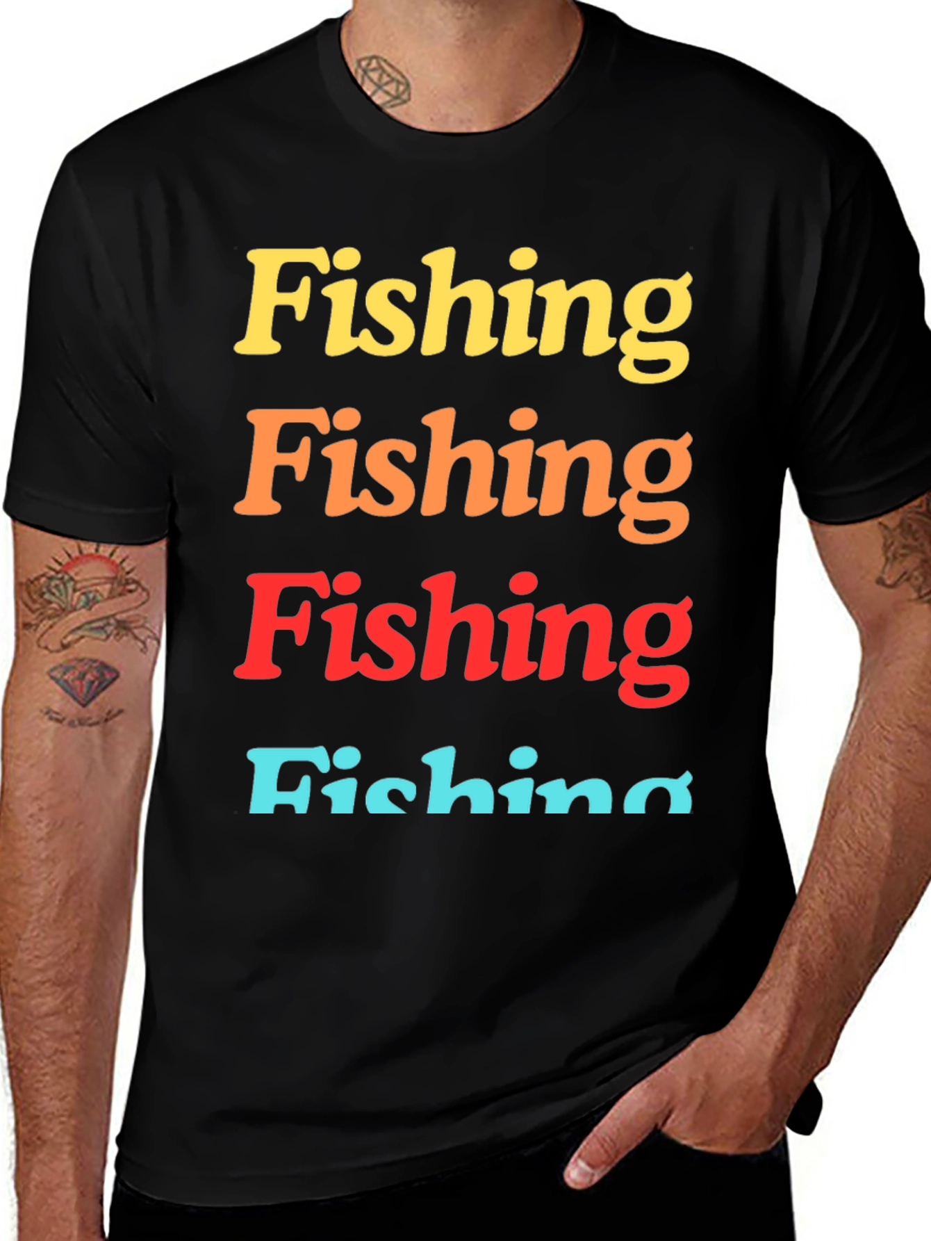 Variant 11 of Fishing Graphic Print Tee - Retro Style Shirt