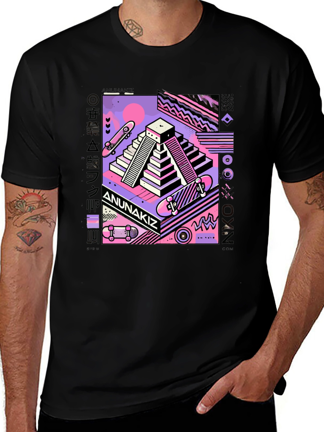 Variant 13 of Retro Anunnakiz Skateboard Pyramid T-Shirt