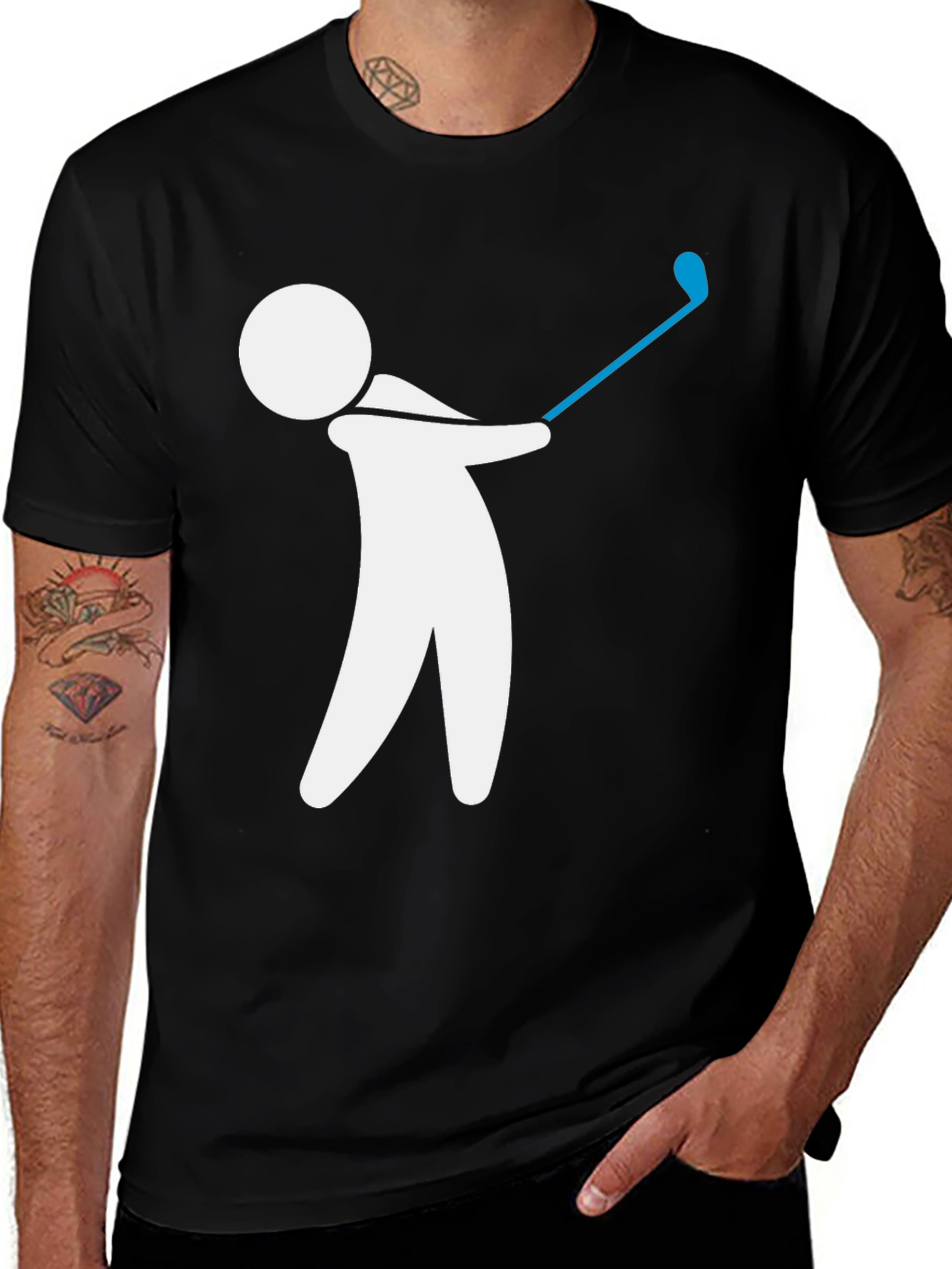 Variant 25 of Golf Swing Graphic Tee - Black Cotton T-Shirt
