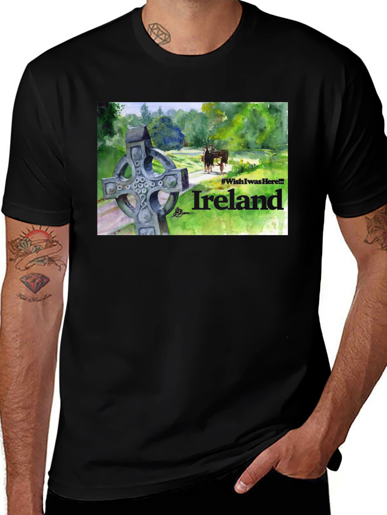 Ireland Wish You Were Here Black T-Shirt