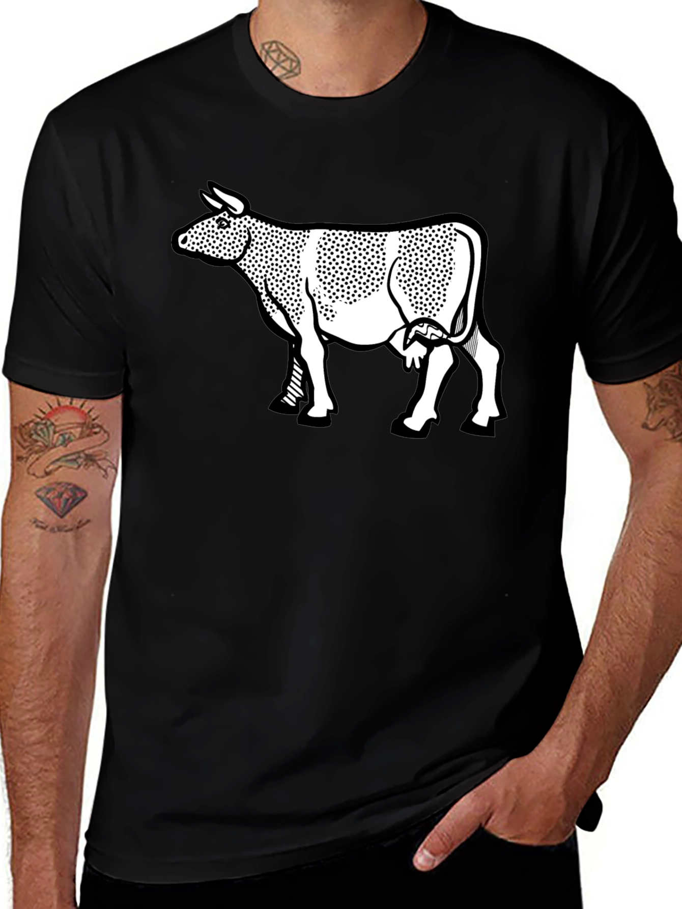 Variant 28 of Cow Graphic Print Black T-Shirt