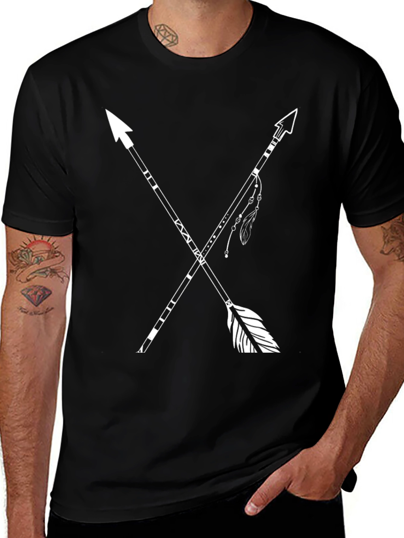 Variant 11 of Men's Black T-Shirt with Arrow Graphic