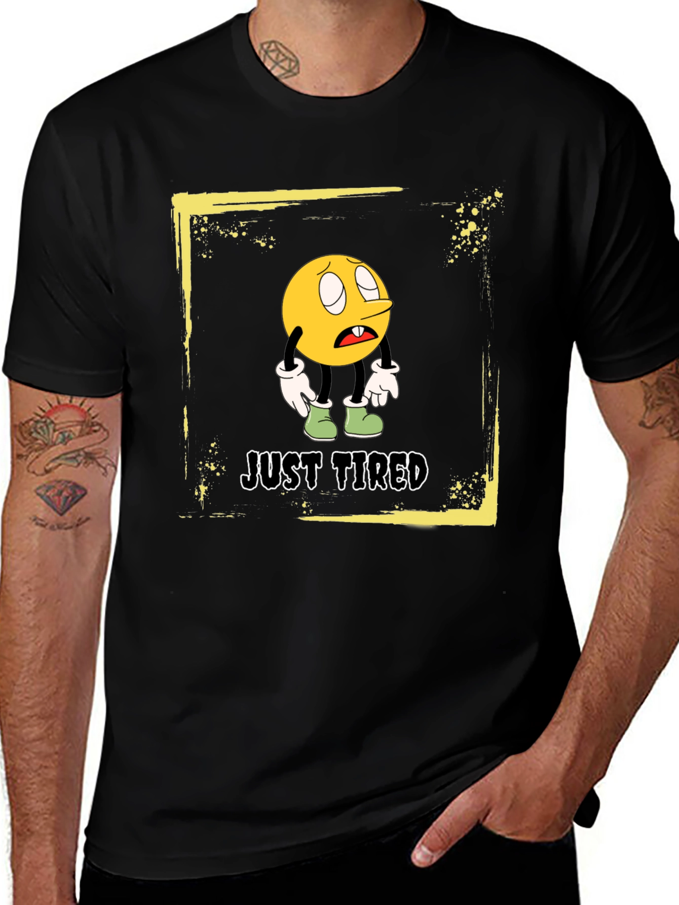 Variant 10 of Just Tired Graphic T-Shirt - Funny Cartoon Emoji Tee