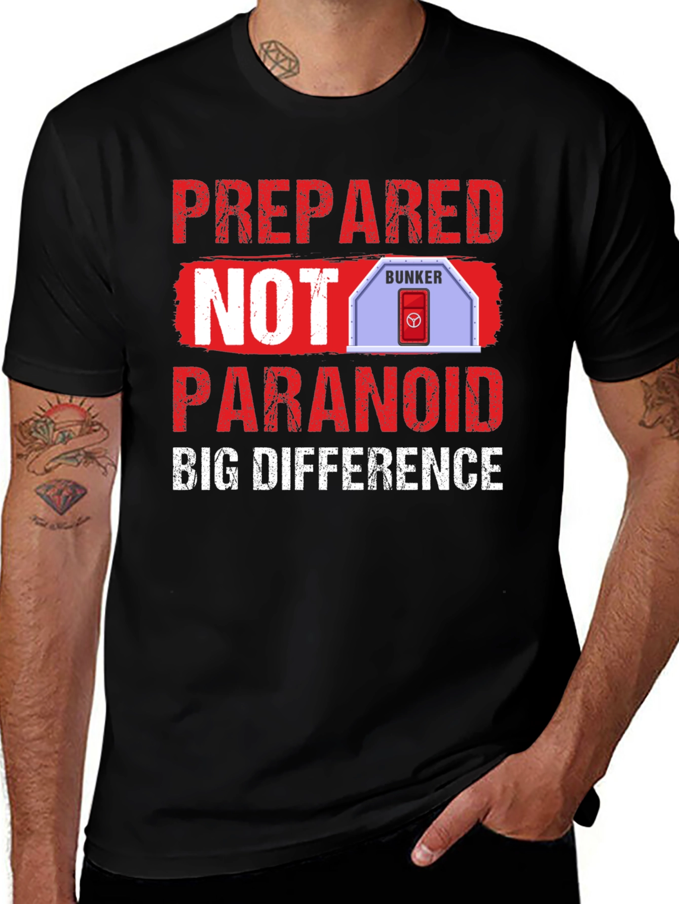 Black Prepared Not Paranoid Bunker T-Shirt main image