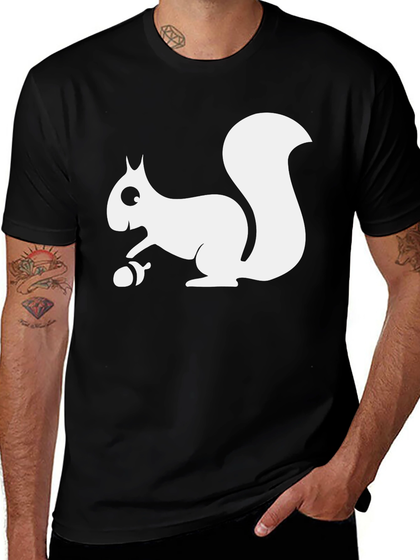 Variant 22 of Squirrel Graphic Tee - Black Cotton T-Shirt