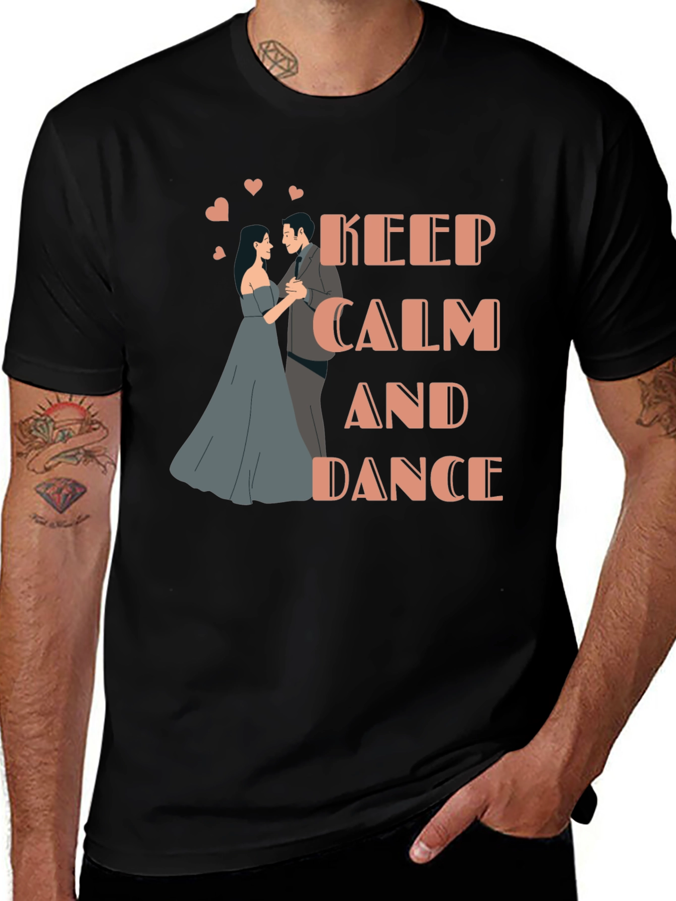Variant 27 of Keep Calm and Dance Graphic Tee - Men's Black T-Shirt