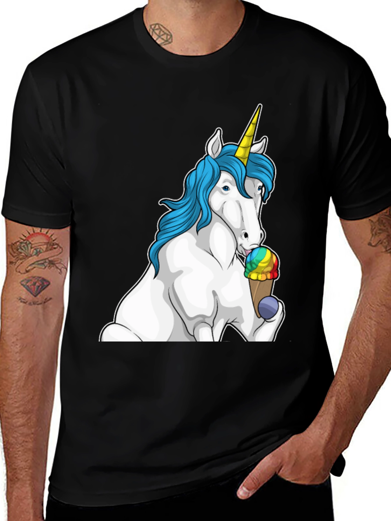 Variant 2 of Unicorn Eating Ice Cream T-Shirt - Novelty Graphic Tee