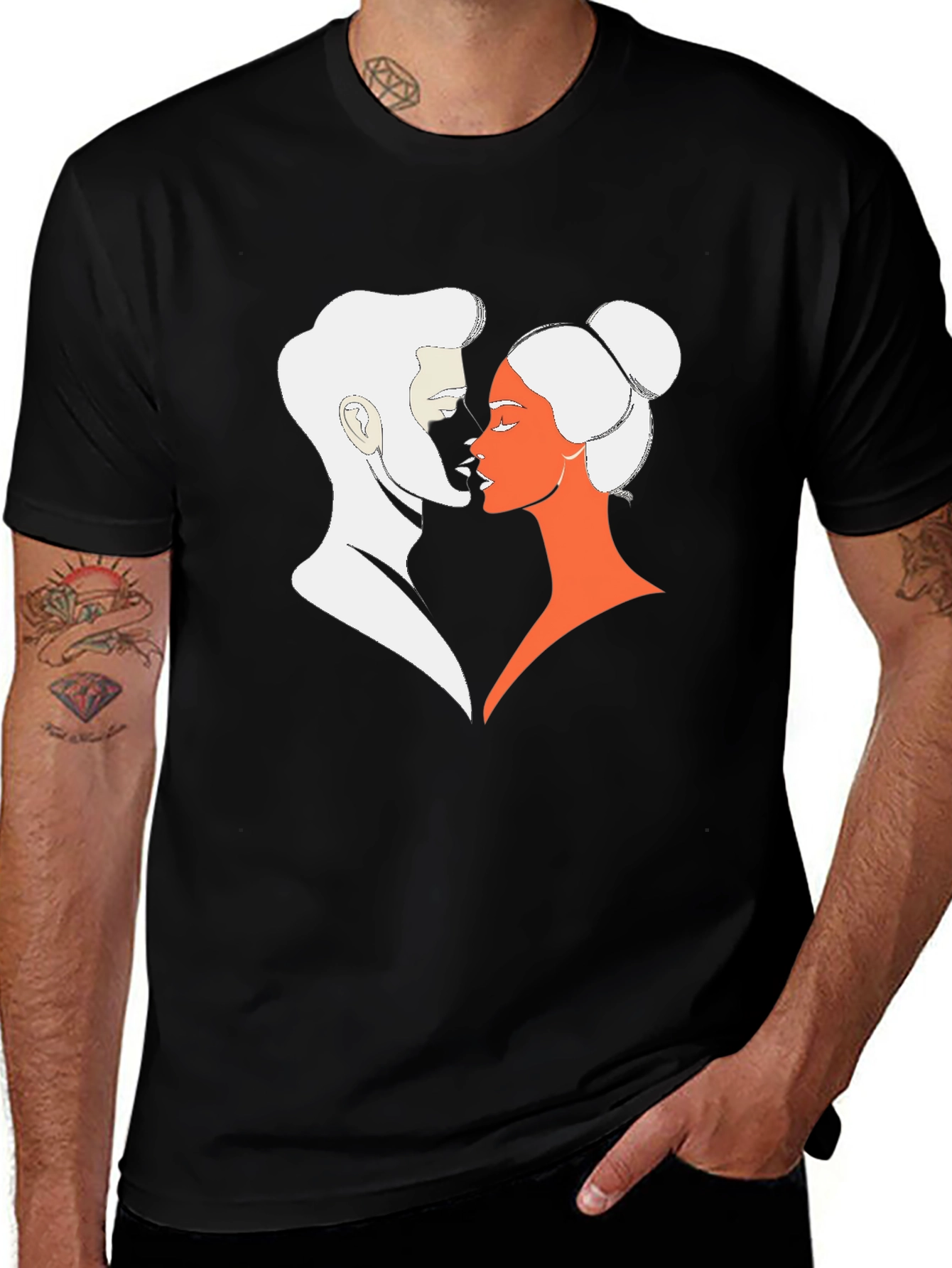 Variant 14 of Stylish Couple Graphic Black T-Shirt