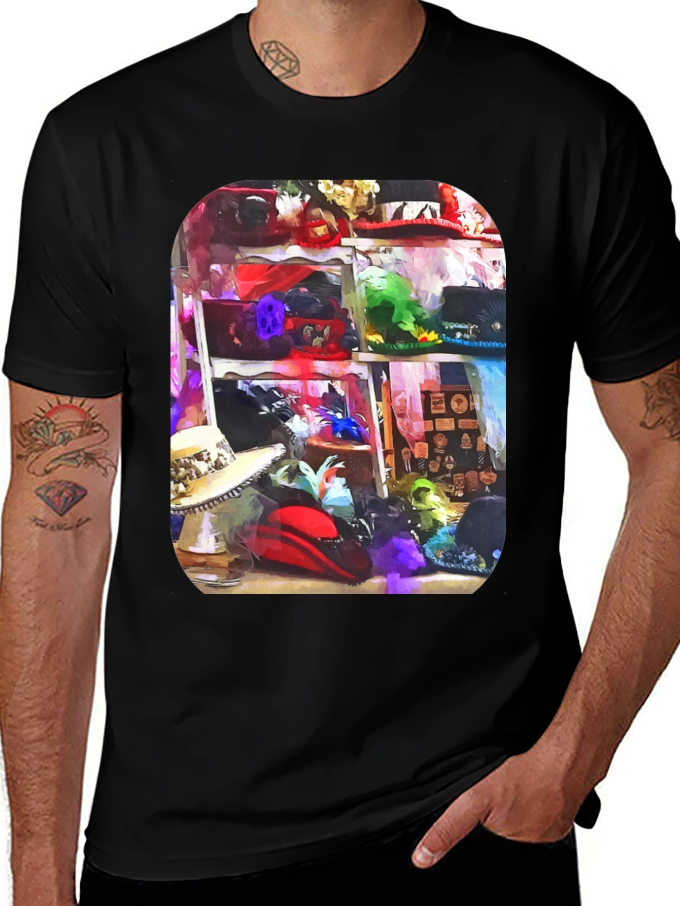 Variant 29 of Hats Galore Men's Black T-Shirt