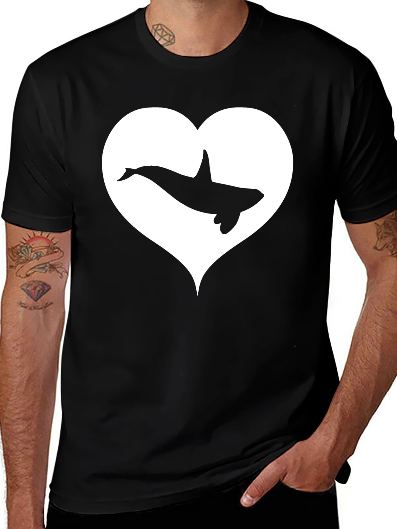 Variant 30 of Orca Heart T-Shirt - Black Cotton Graphic Tee