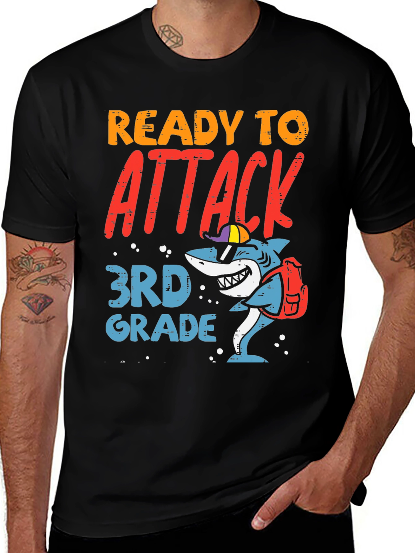 Variant 3 of Ready to Attack 3rd Grade Shark T-Shirt