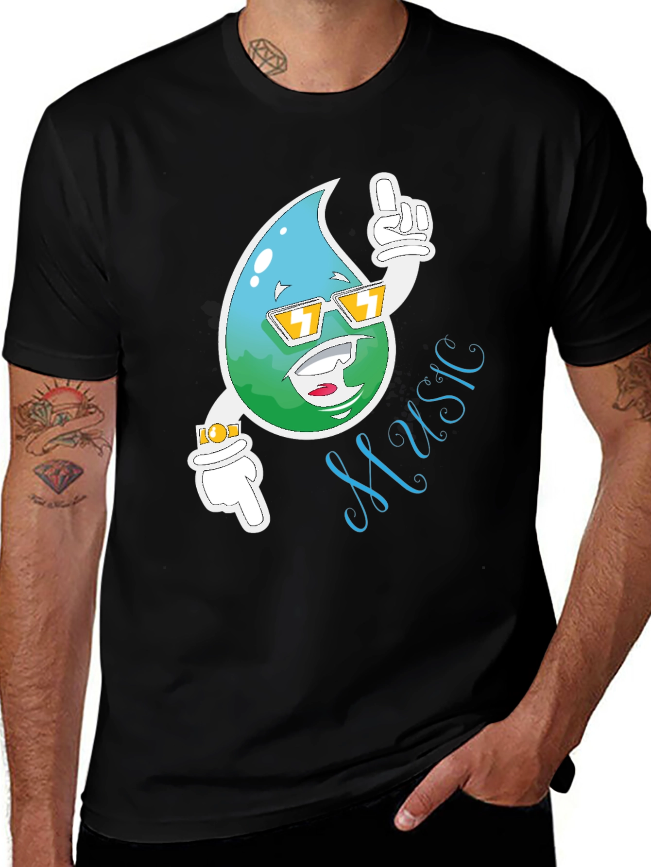 Variant 15 of Cool Music Drop Black T-Shirt