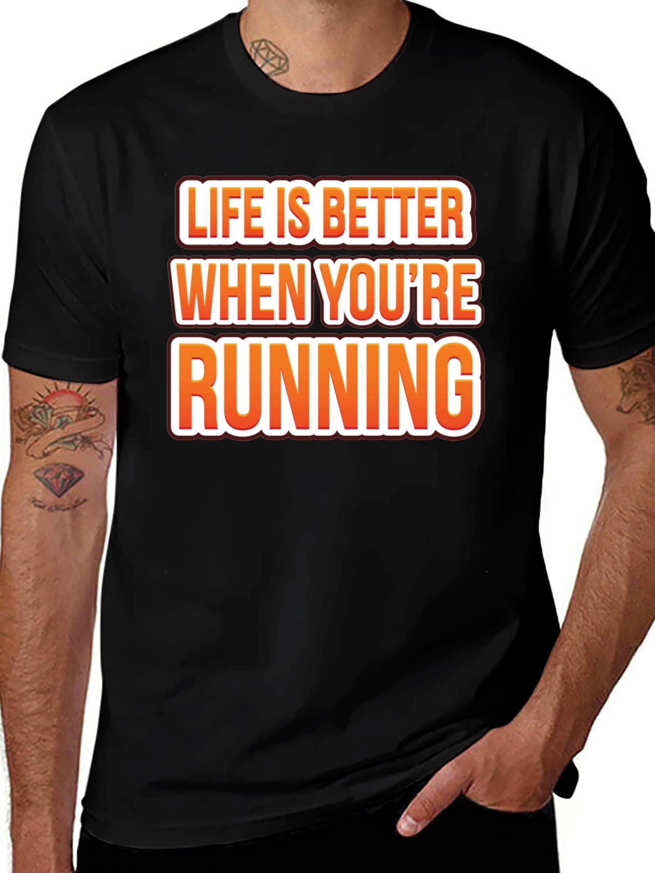 Variant 24 of Life is Better Running Black Graphic Tee