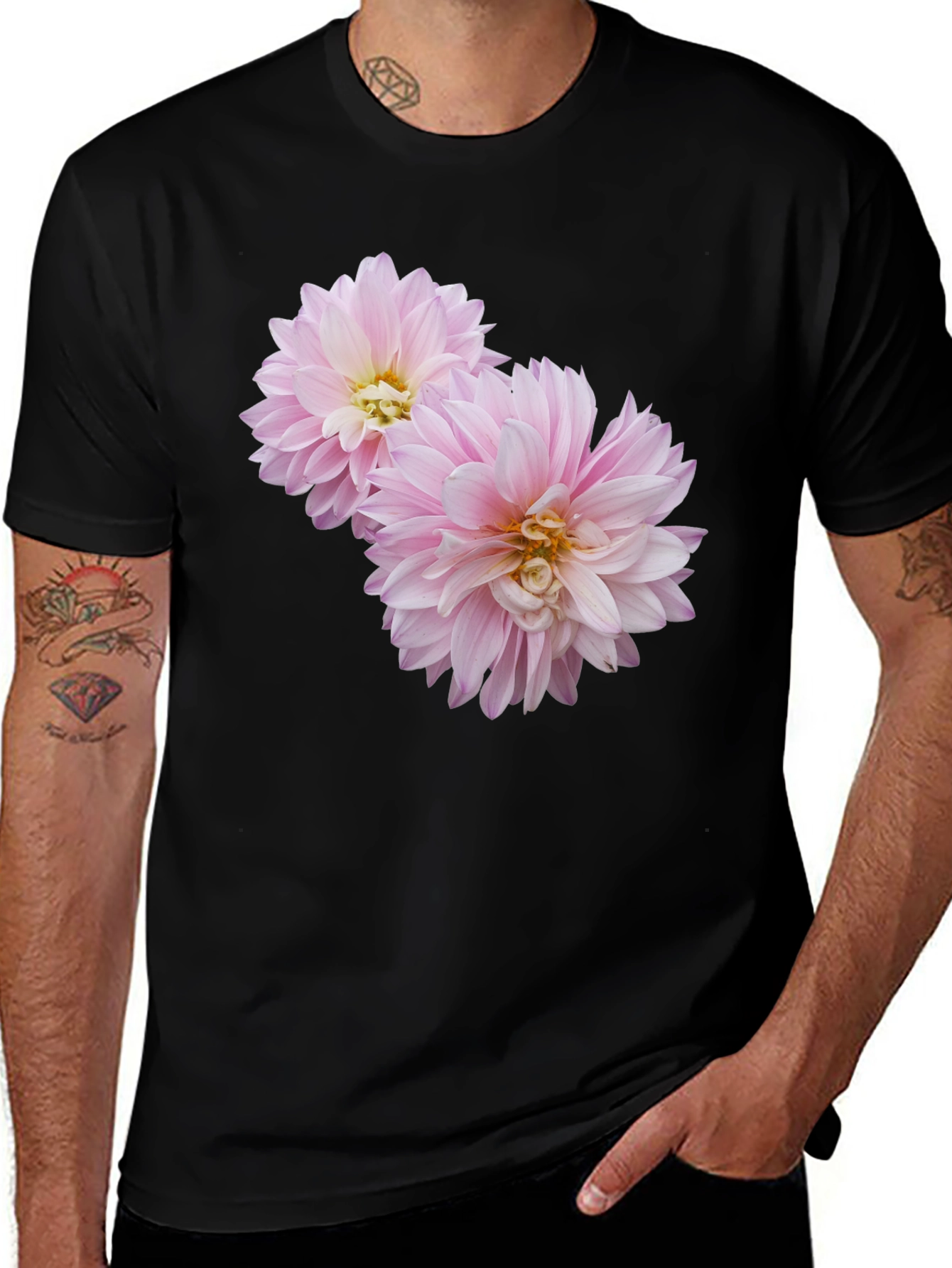 Variant 24 of Floral Print Black T-Shirt