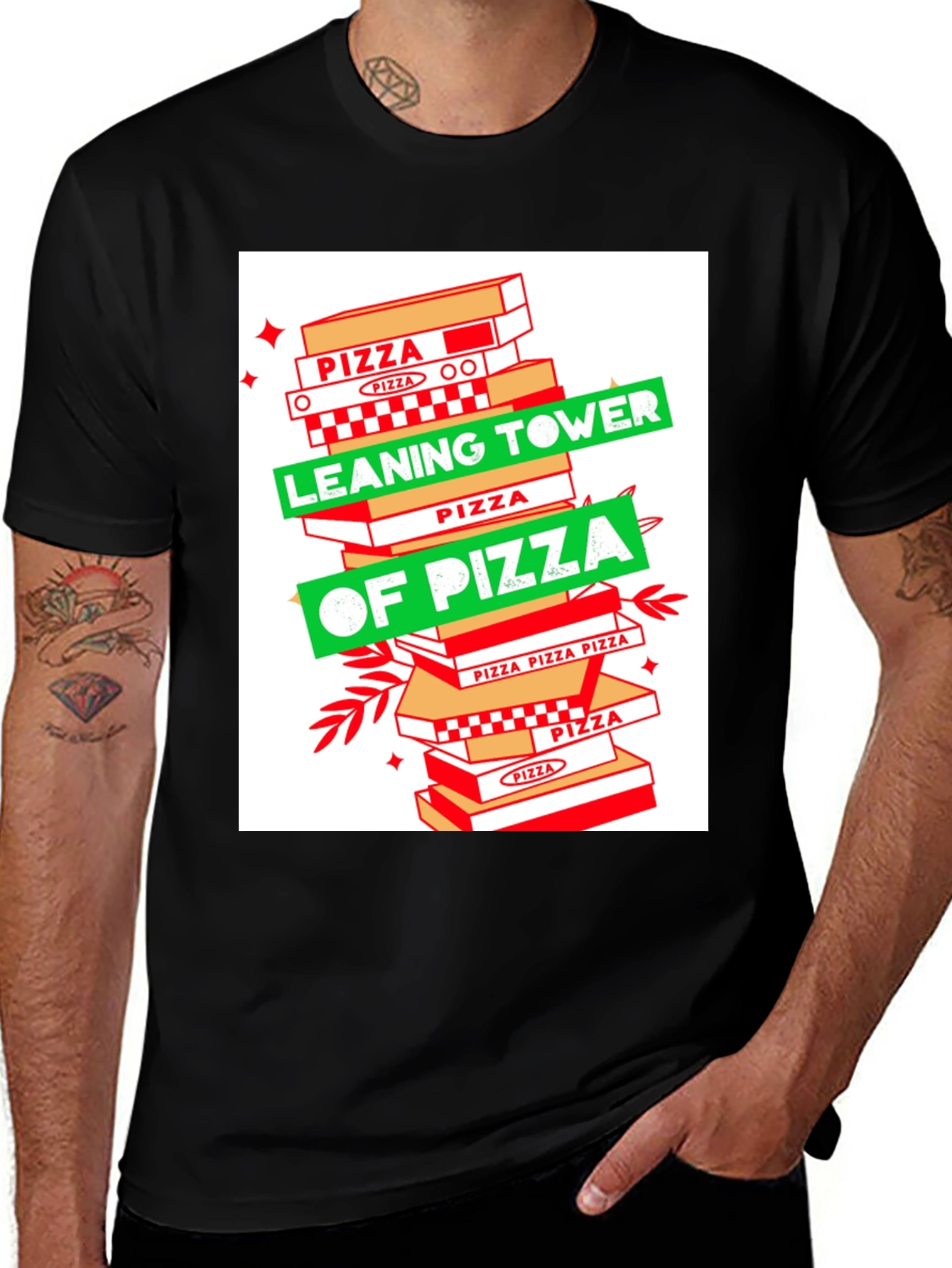 Variant 17 of Leaning Tower of Pizza T-Shirt