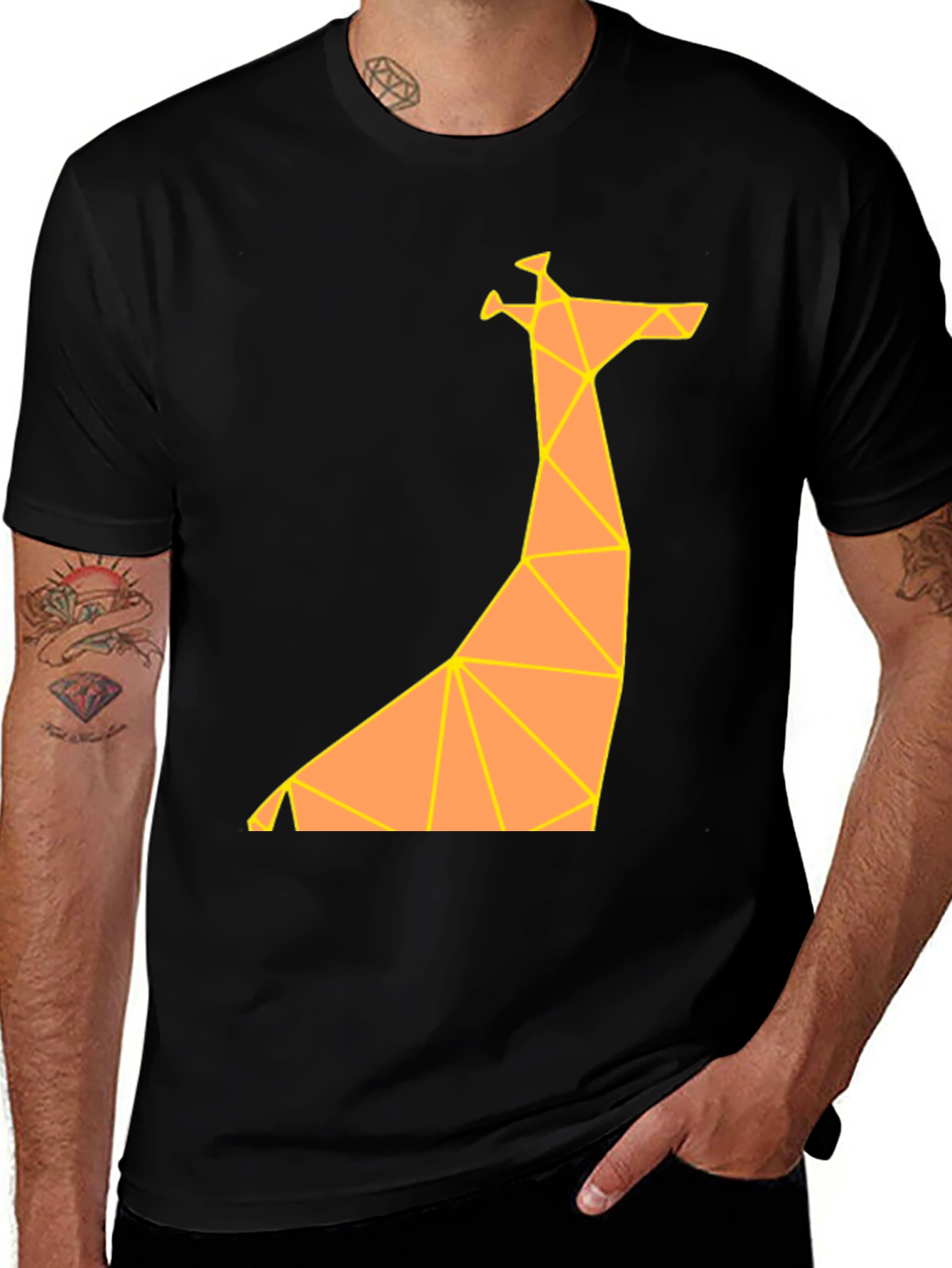 Geometric Giraffe Graphic Tee - Modern Art Shirt