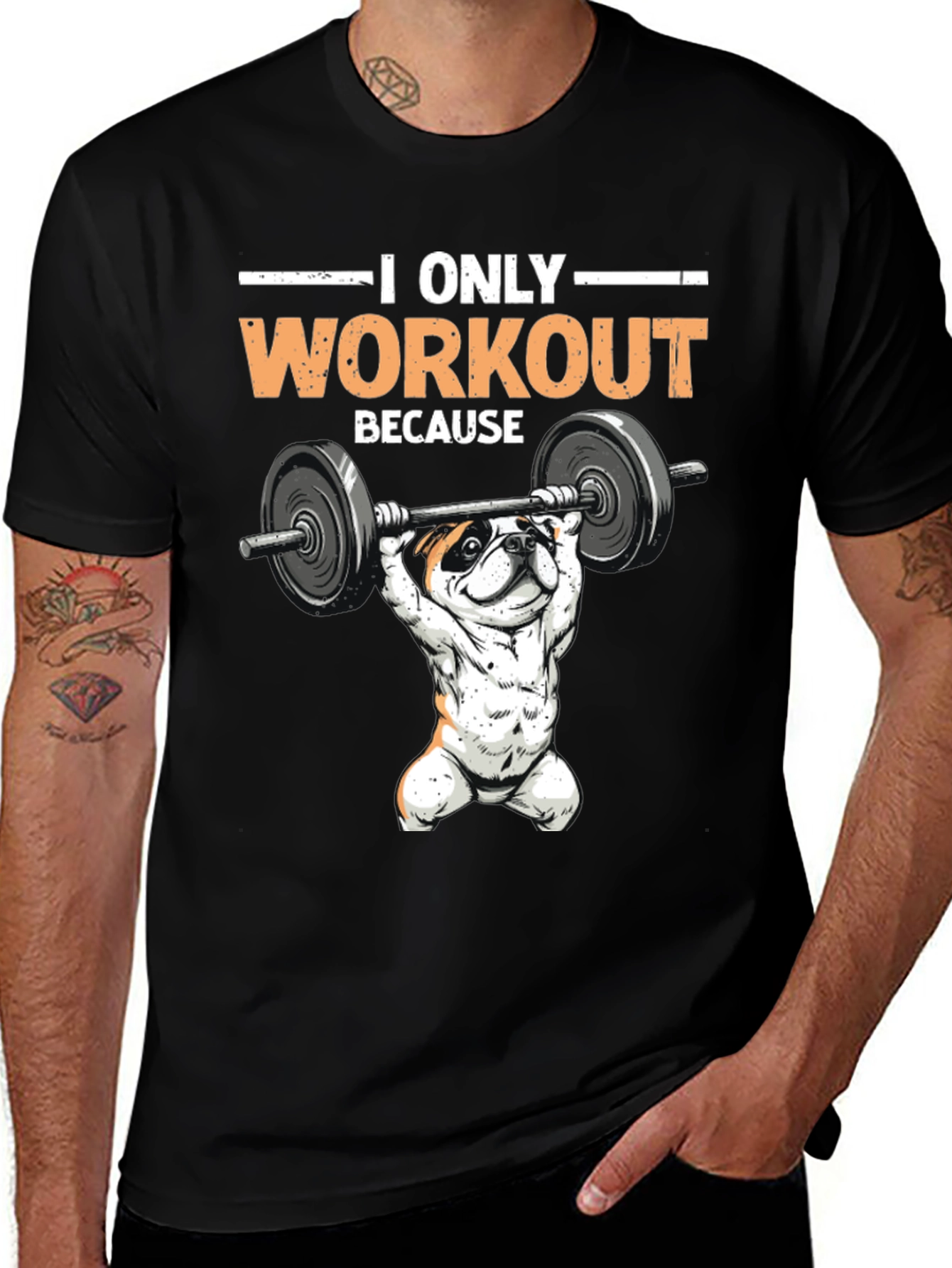 Variant 19 of Workout Bulldog Graphic T-Shirt