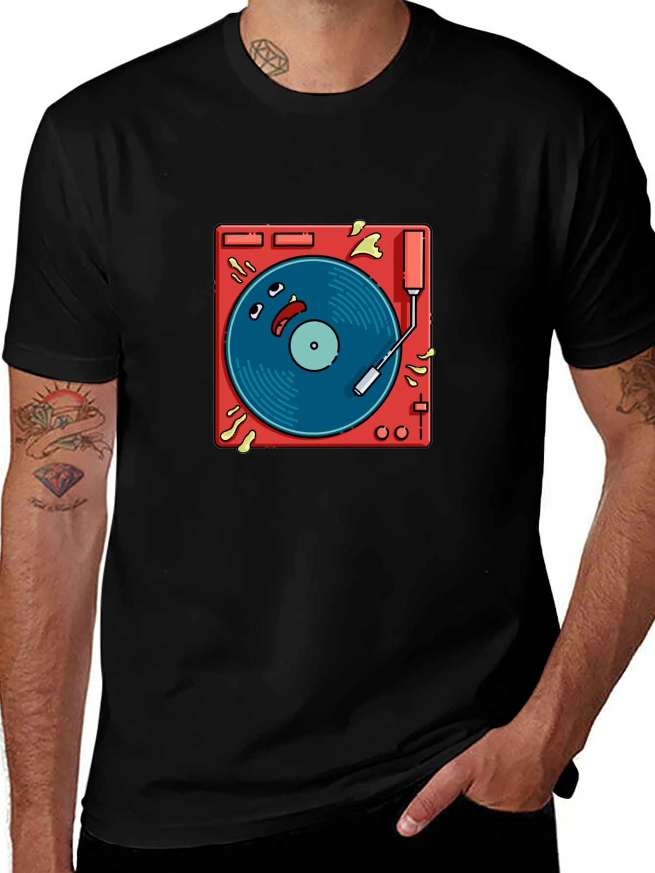 Variant 9 of Groovy Turntable Graphic T-Shirt - Music Lover Tee
