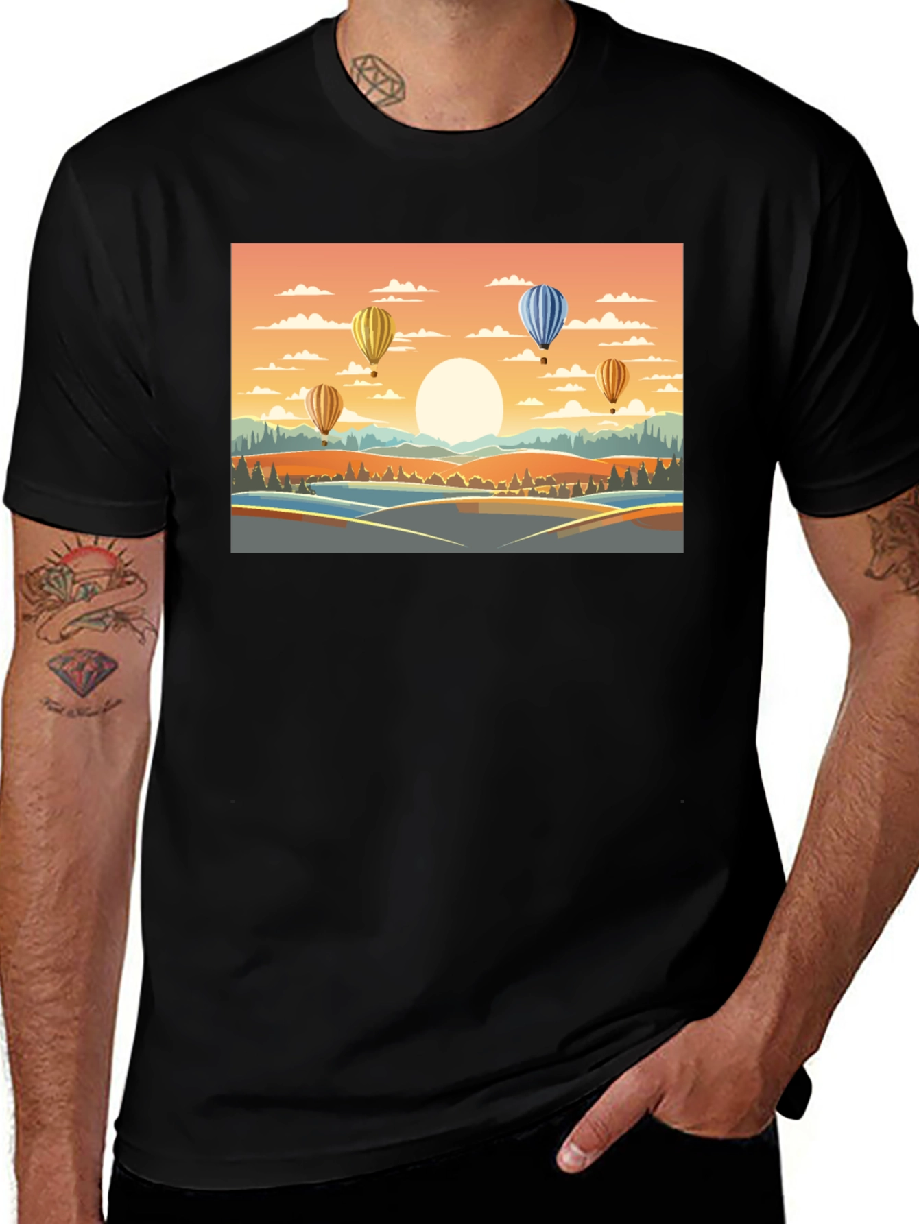 Variant 29 of Hot Air Balloon Landscape Graphic Tee
