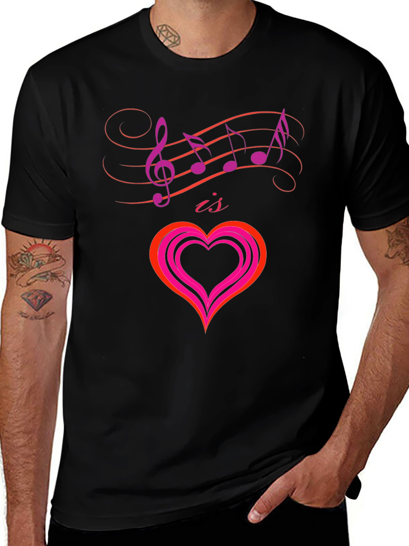Variant 3 of Music is Love Black Graphic Tee