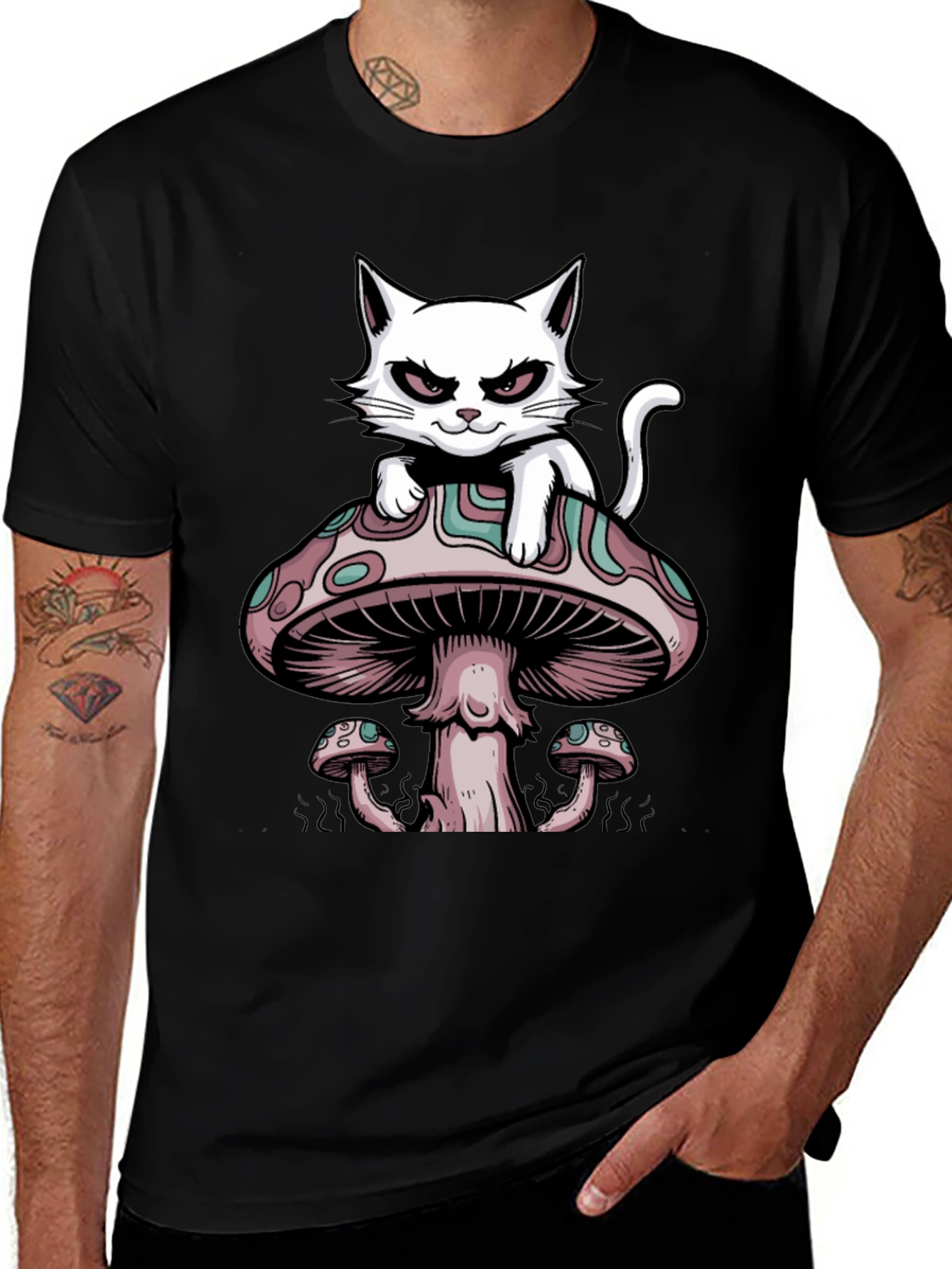 Variant 22 of Cat Mushroom T-Shirt - Funky Graphic Tee