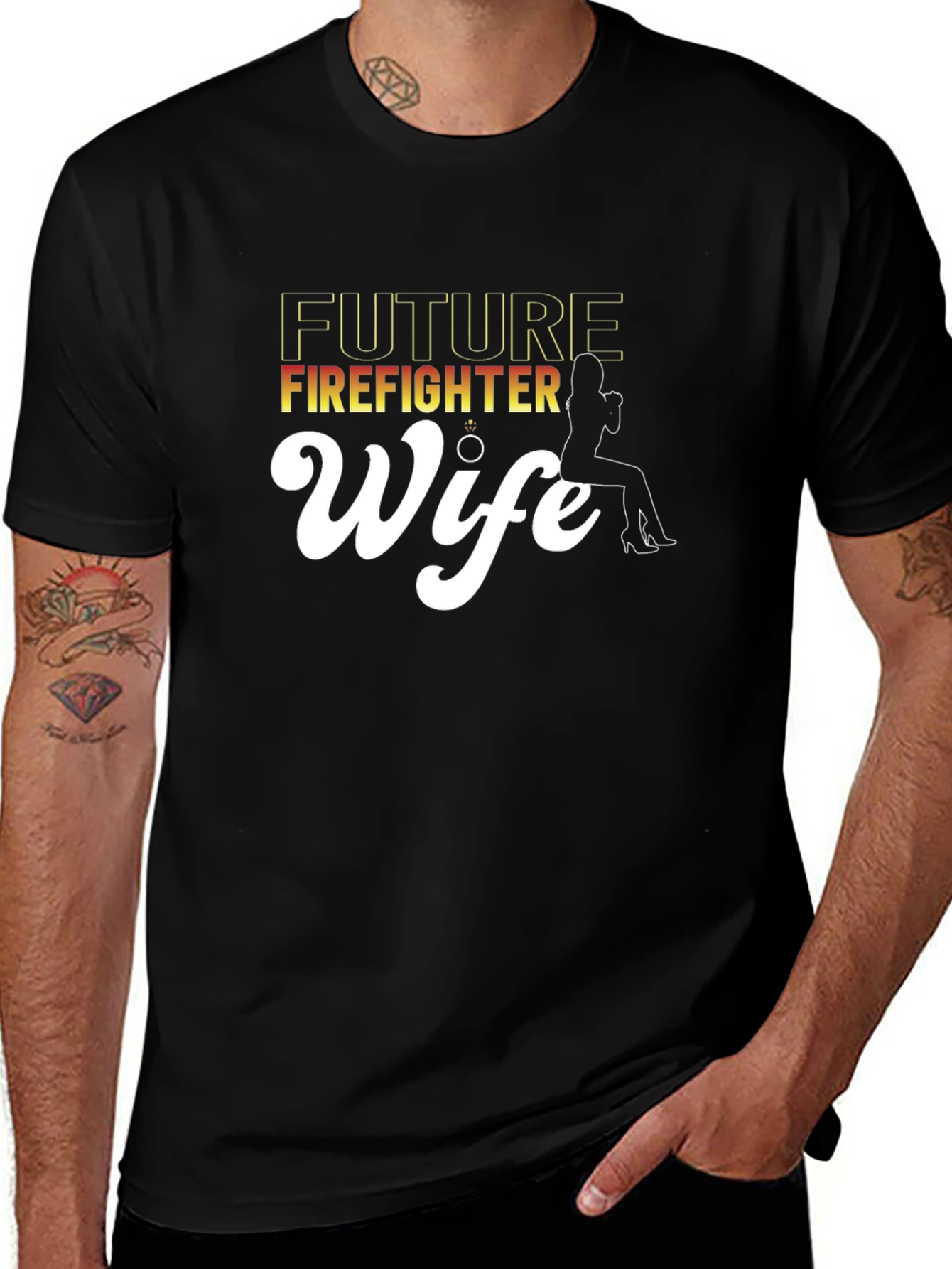 Future Firefighter Wife Black Graphic Tee