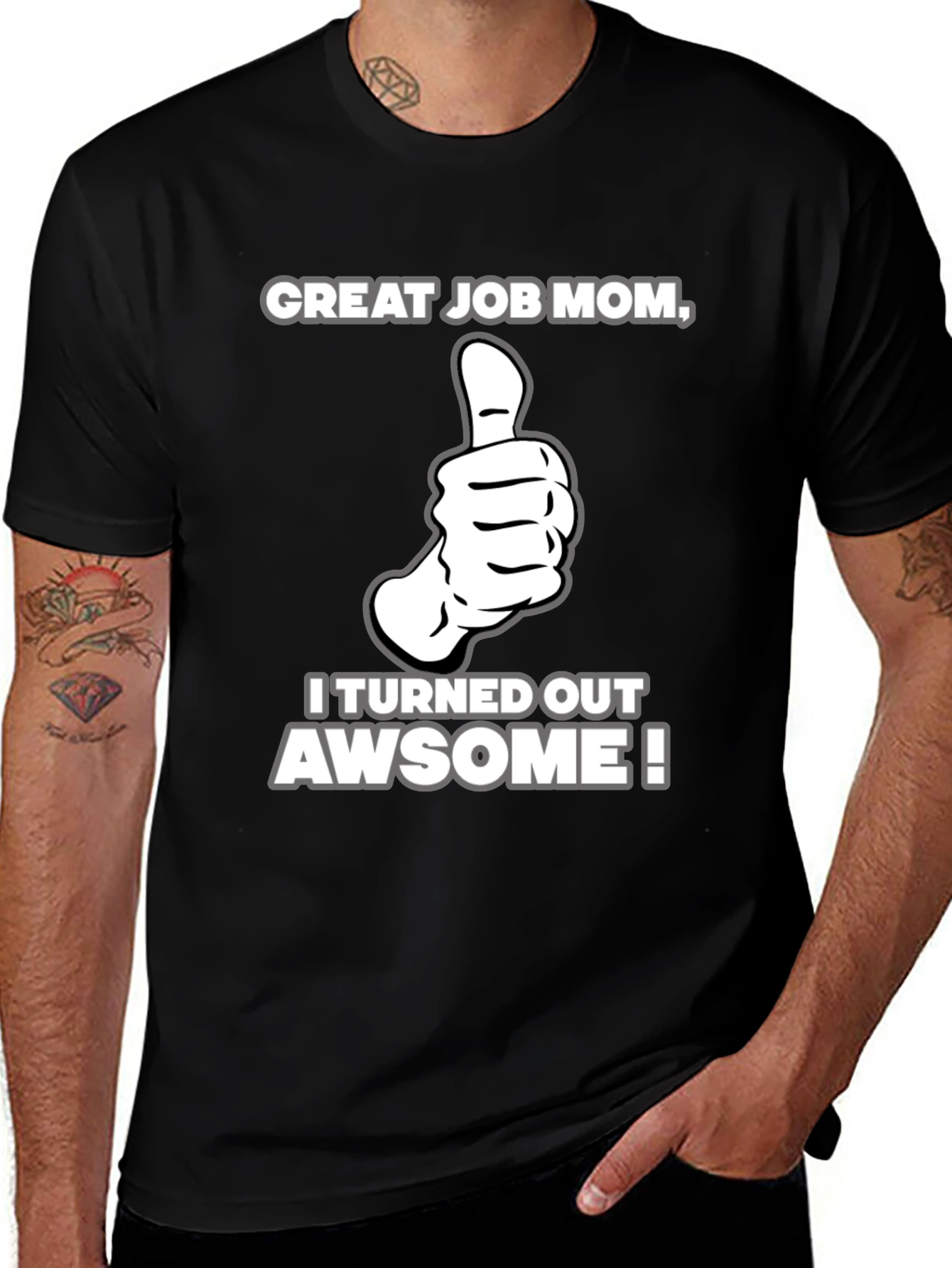 Black Great Job Mom! Adult Graphic T-Shirt main image