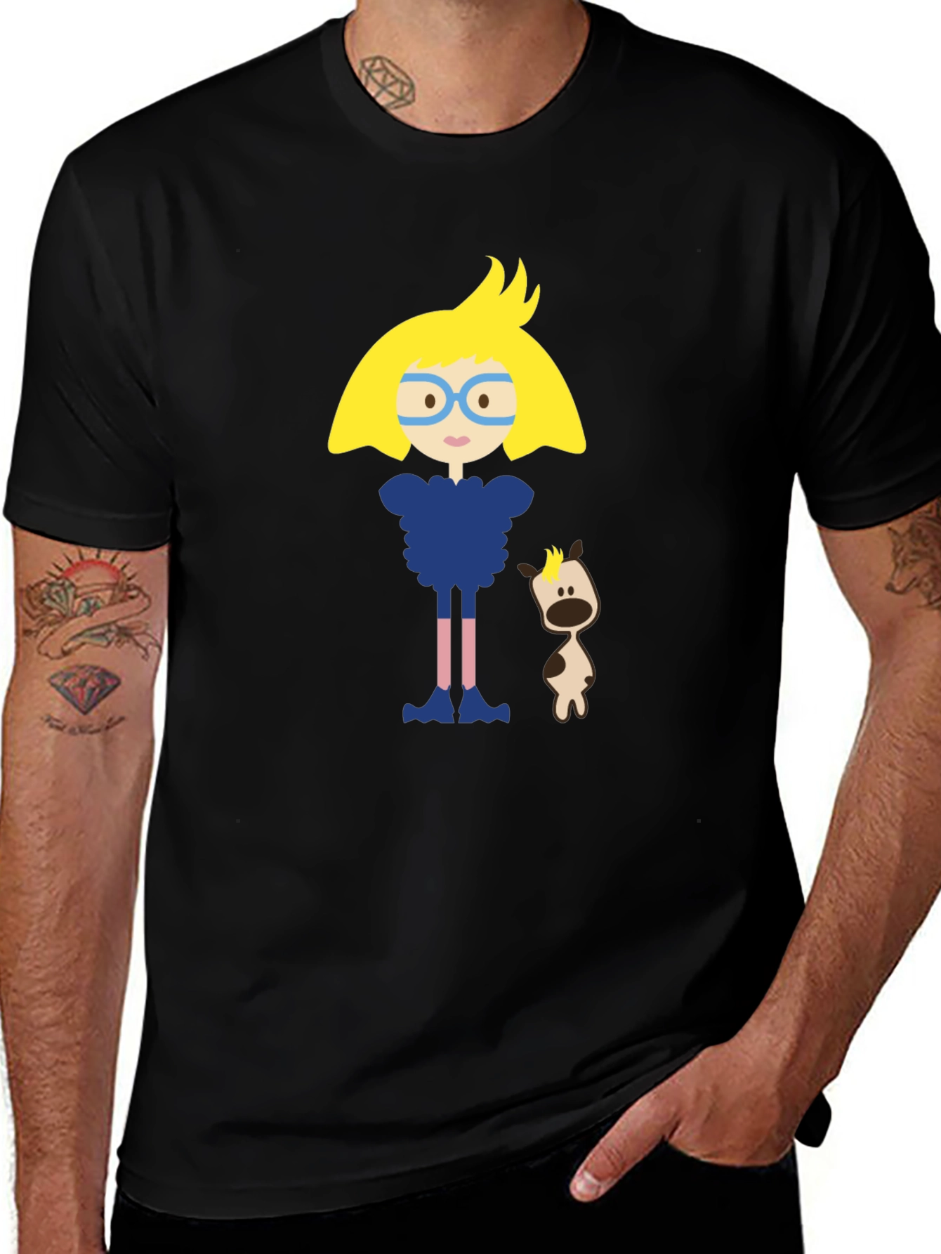Variant 8 of Cartoon Character Black Cotton T-Shirt