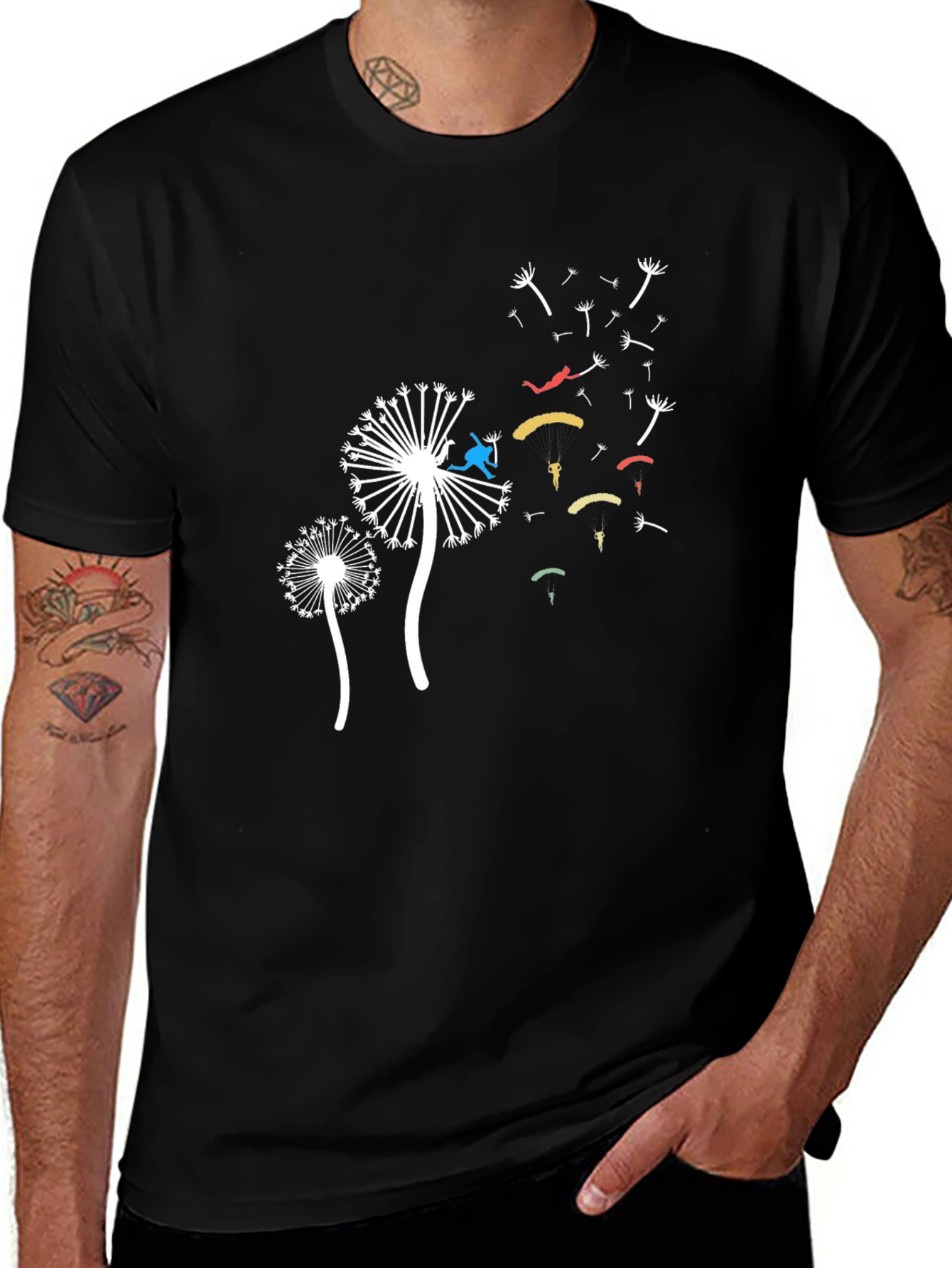 Variant 20 of Dandelion Parachute Black Graphic Tee