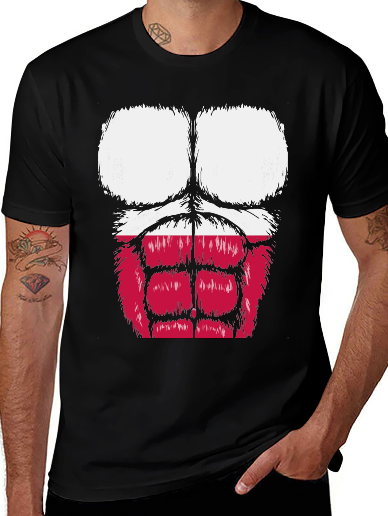 Variant 27 of Funny Gorilla Bodybuilder Poland Flag Graphic T-Shirt