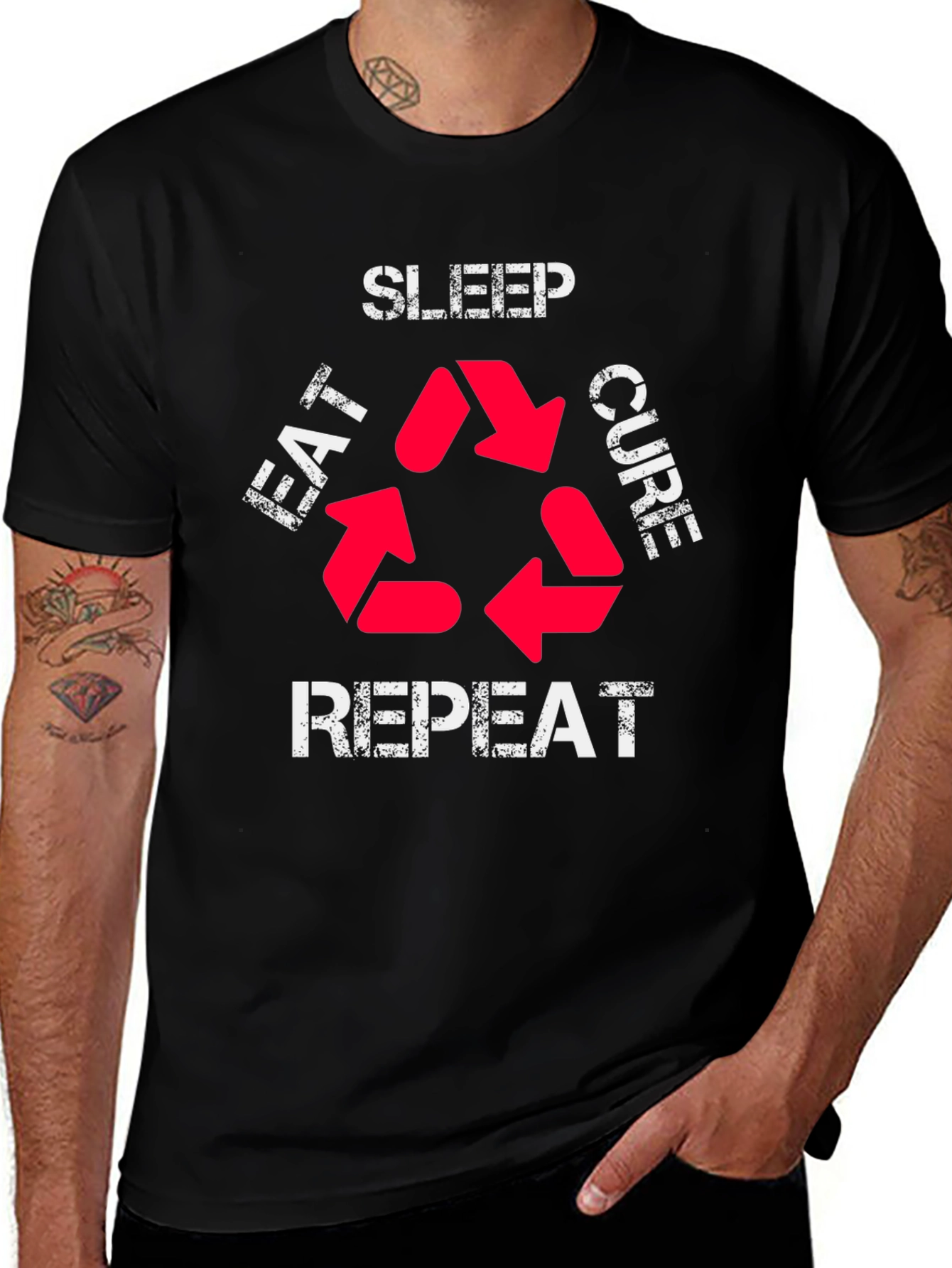 Variant 15 of Eat Sleep Cure Repeat Graphic T-Shirt