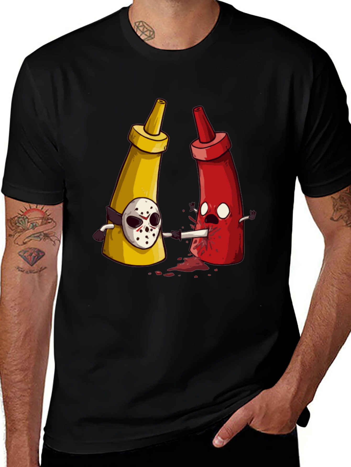 Funny Ketchup vs Mustard Graphic T-Shirt