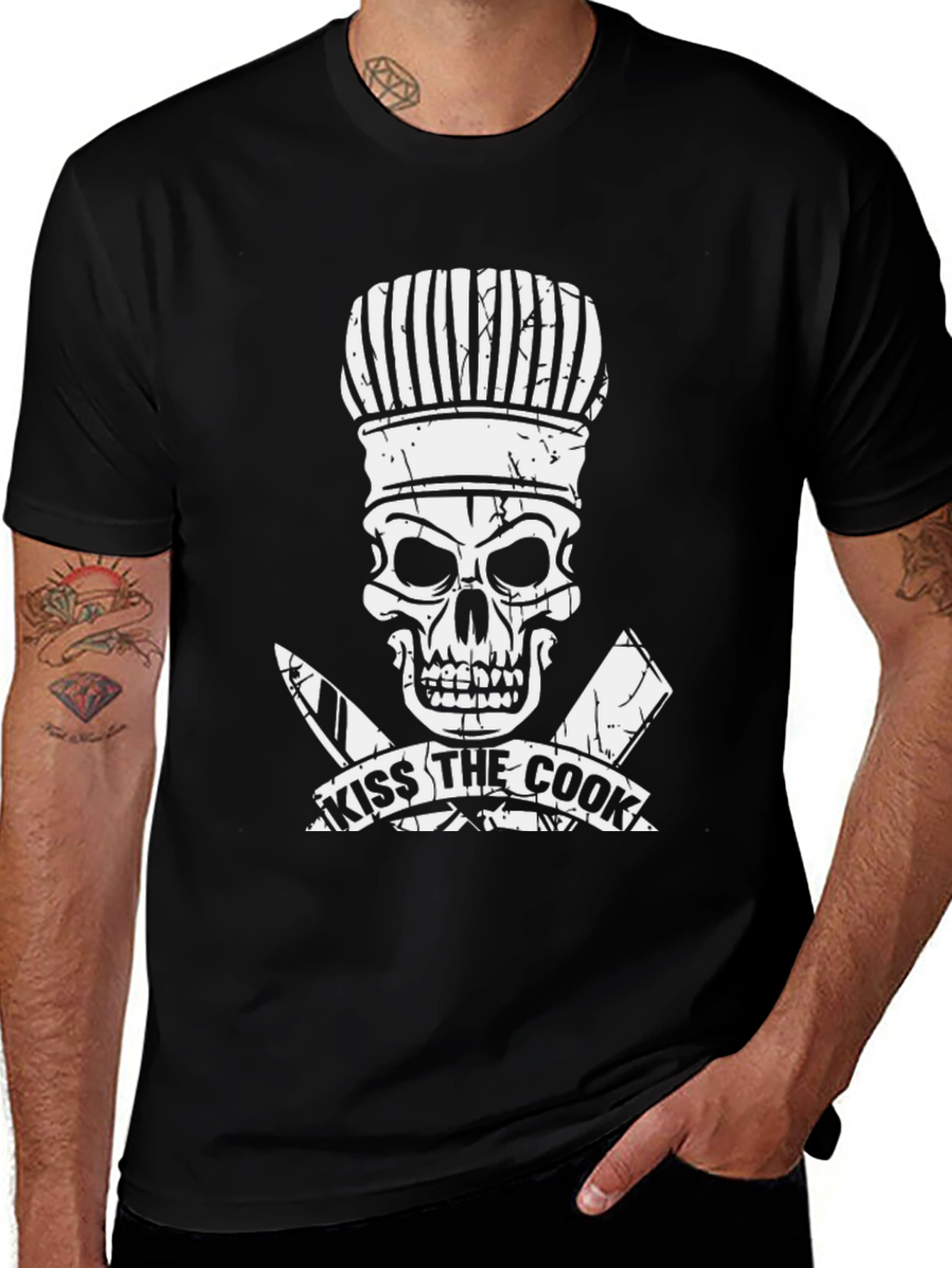 Variant 6 of Kiss the Cook Skull Chef T-Shirt