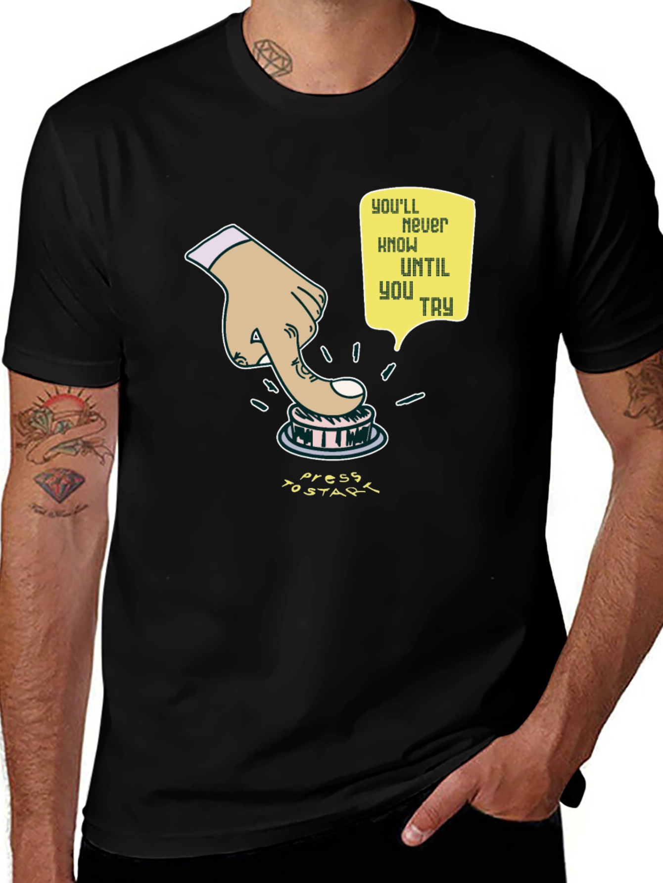 Variant 8 of Press to Start Black Graphic Tee - Motivational T-Shirt