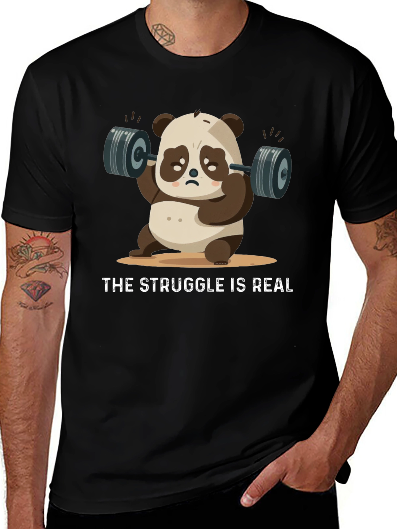 Variant 12 of Funny Panda Lifting Weights T-Shirt