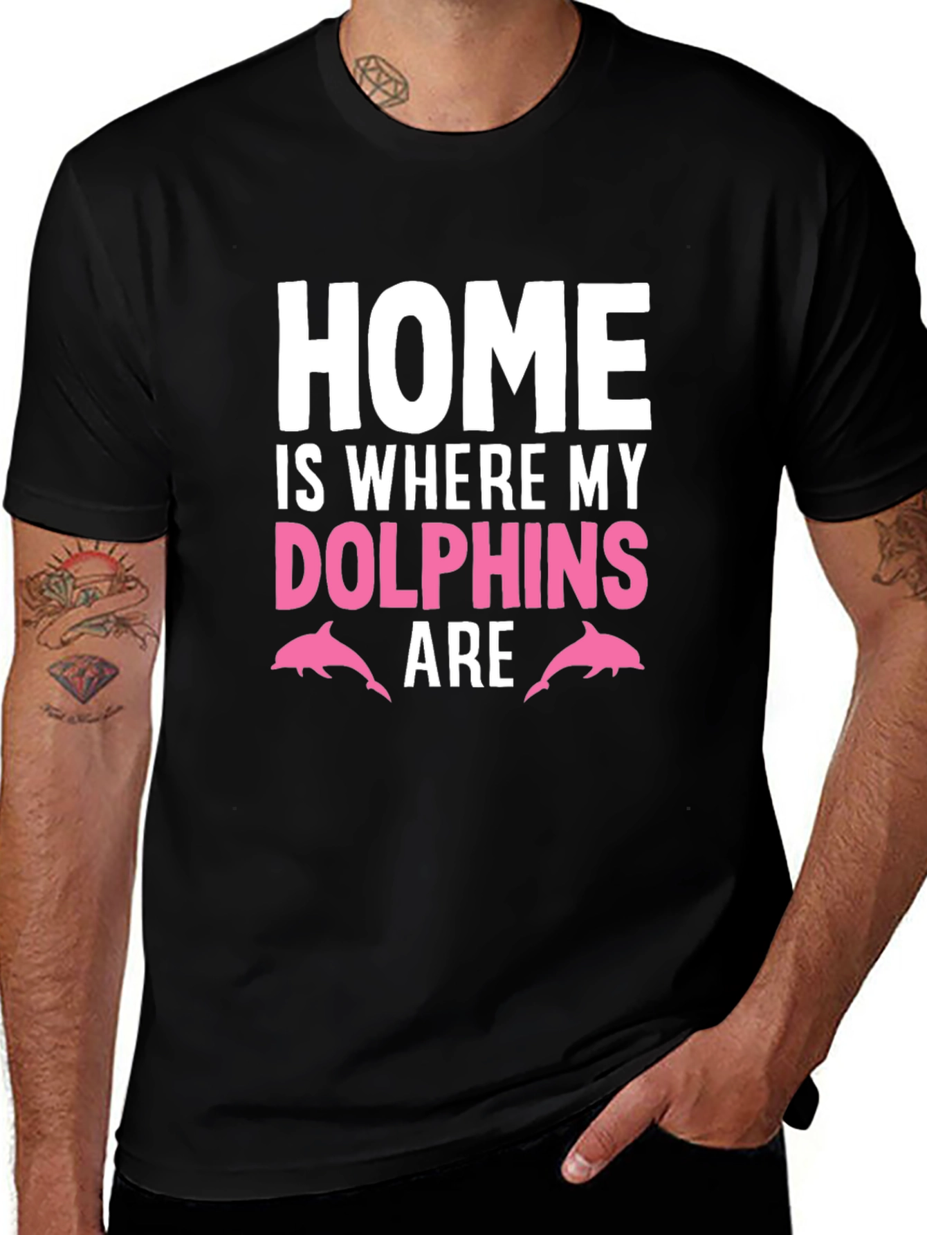 Variant 22 of Home Is Where My Dolphins Are Black T-Shirt