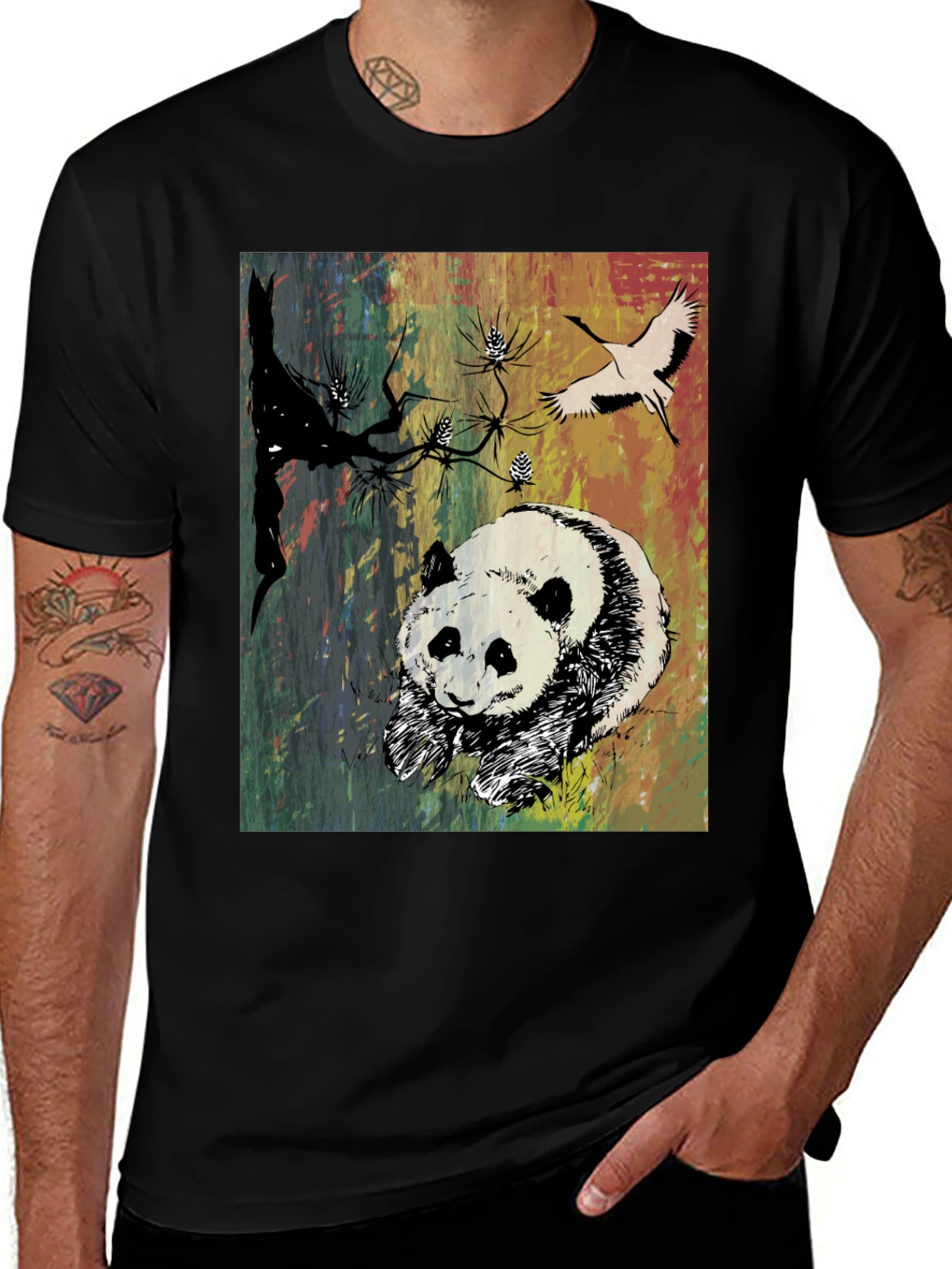 Variant 12 of Panda Art Graphic Tee - Stylish Crew Neck T-Shirt