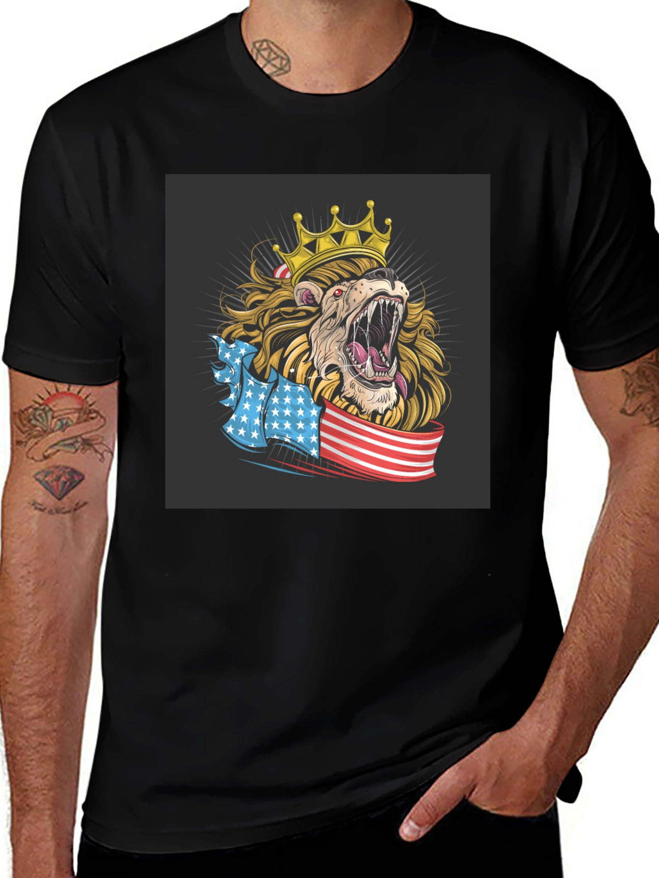 Variant 30 of Lion King USA Flag Graphic T-Shirt