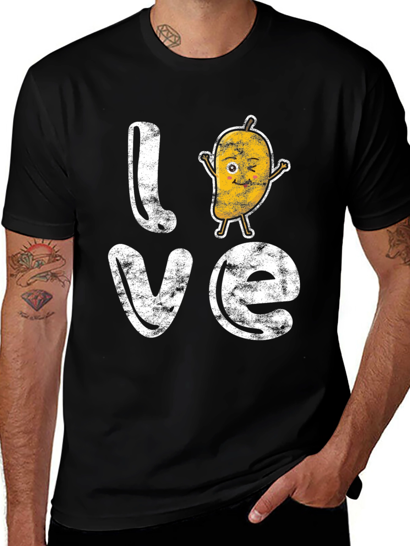 Variant 17 of Love Mango Graphic Tee - Black Cotton T-Shirt