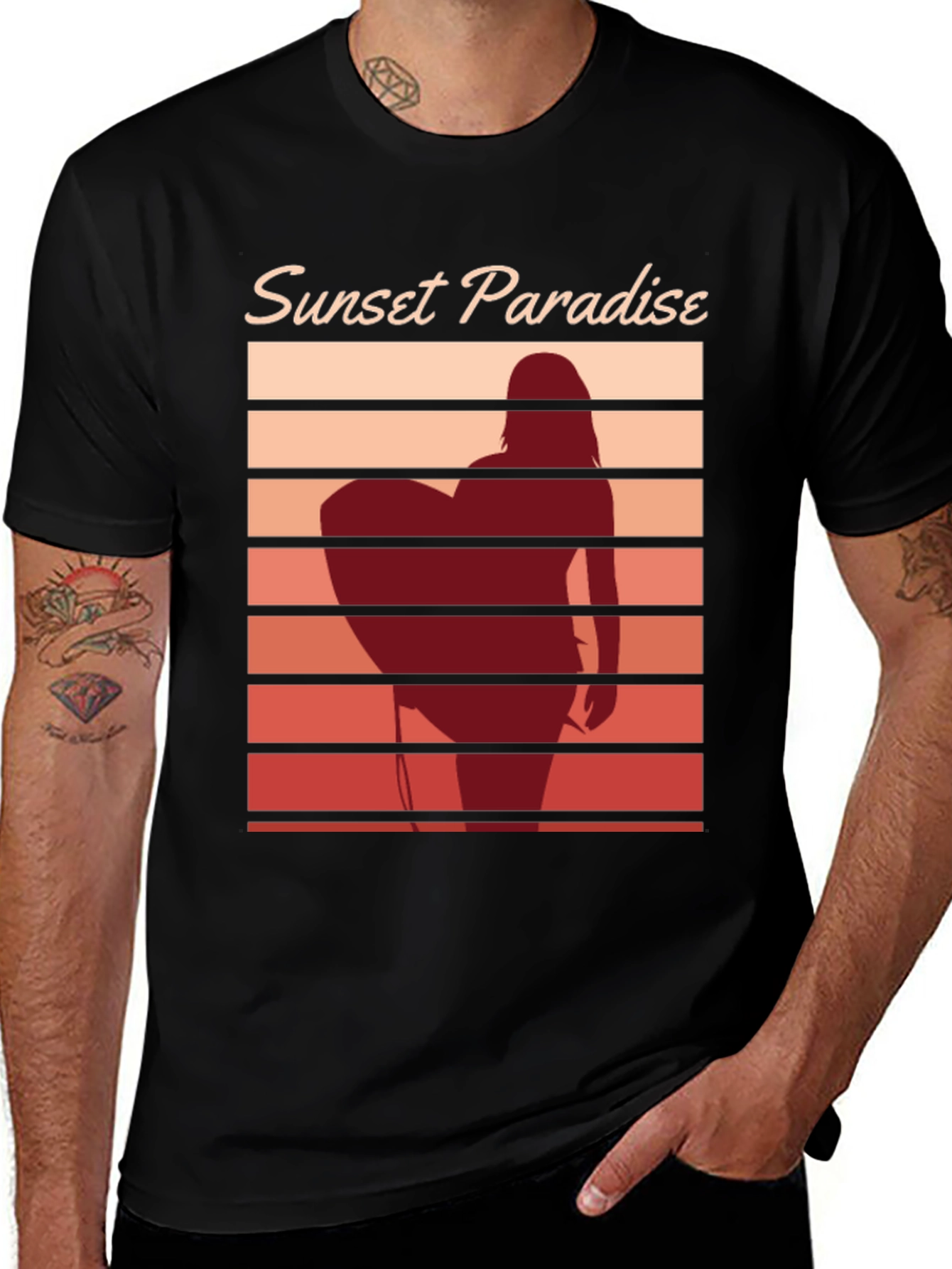 Sunset Paradise Graphic T-Shirt - Surfer Girl