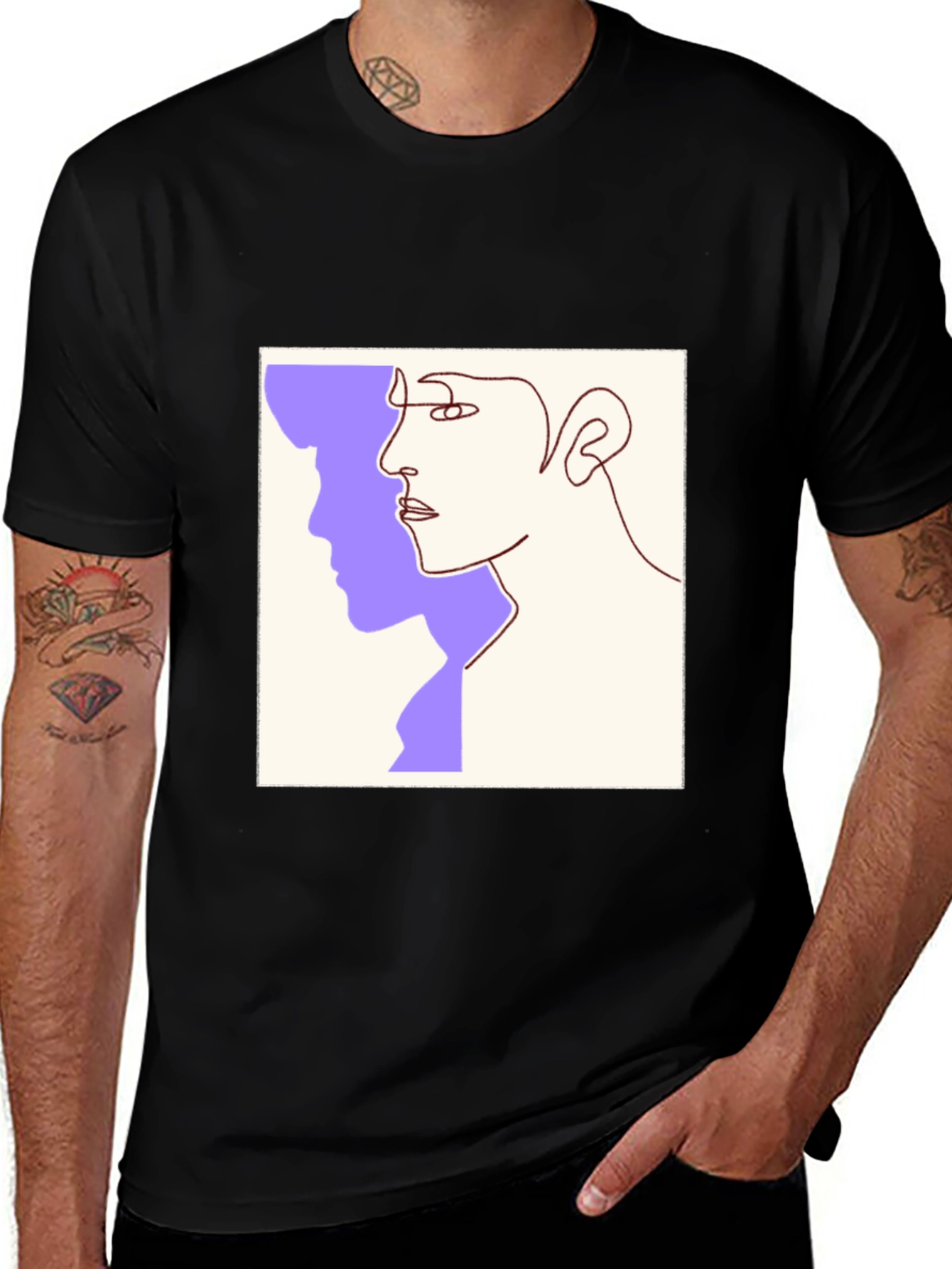 Variant 10 of Abstract Face Line Art Graphic Tee