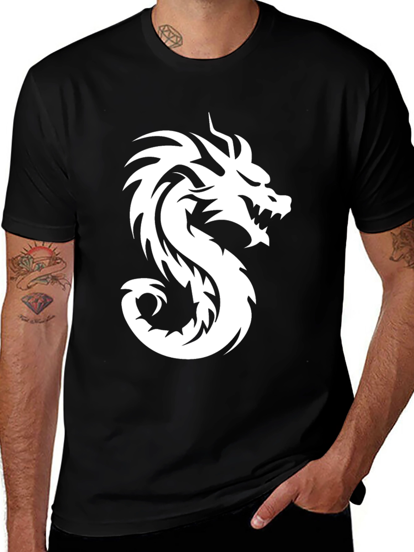 Variant 9 of Men's Black Dragon Graphic Tee