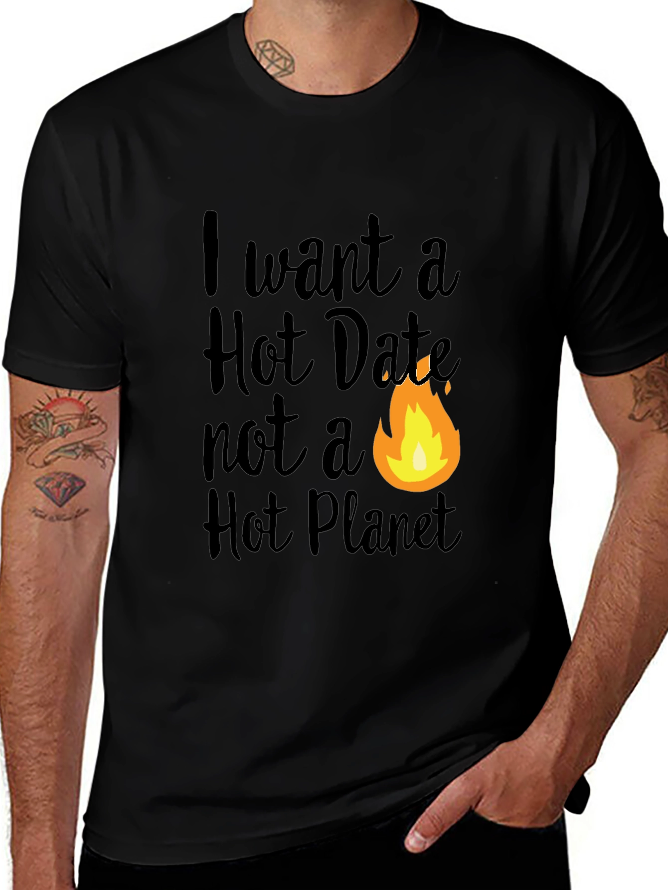 Variant 20 of Funny Climate Change T-Shirt - Hot Date, Not Hot Planet