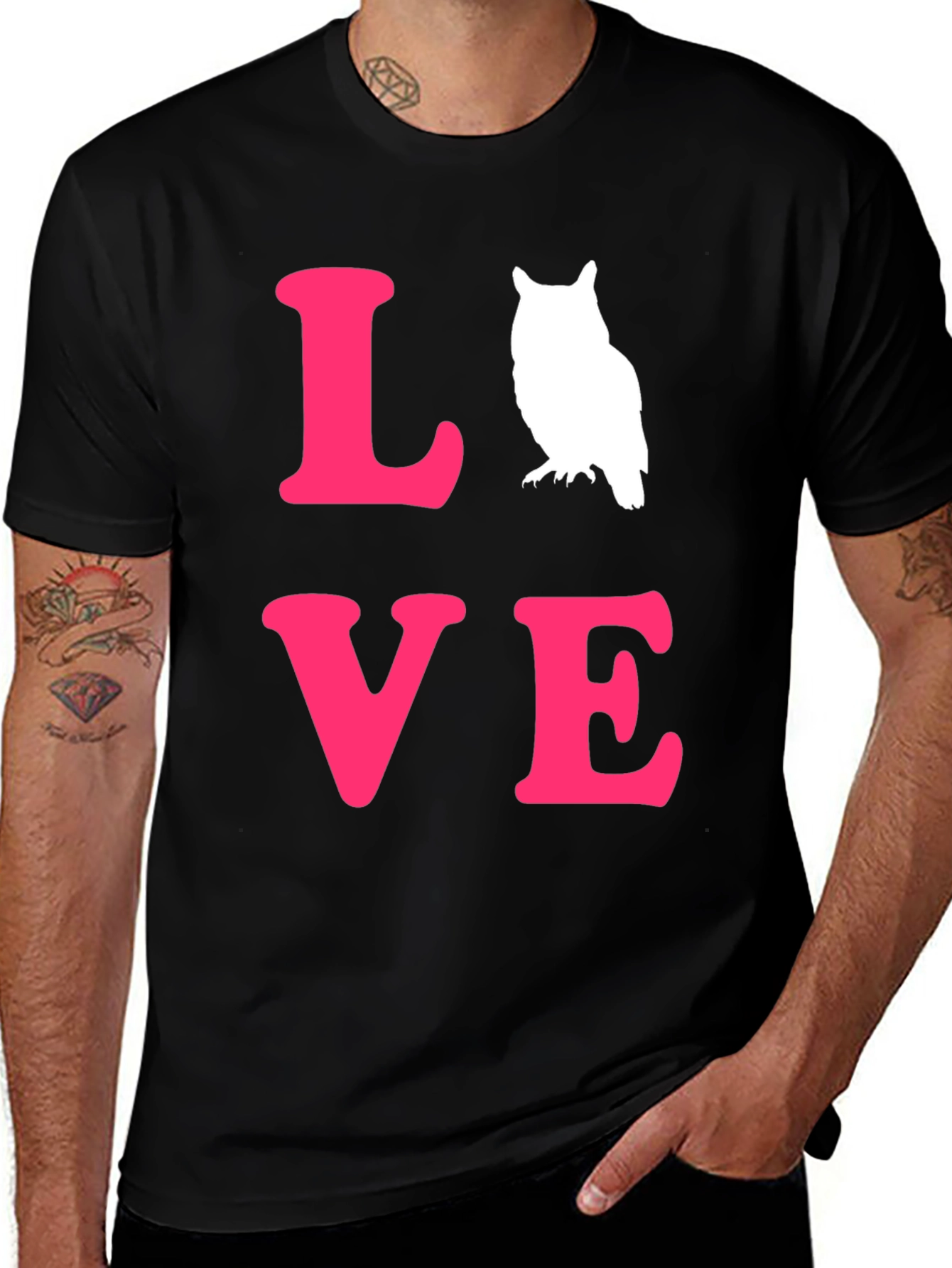 Variant 8 of Love Owl Graphic Tee - Black Cotton T-Shirt