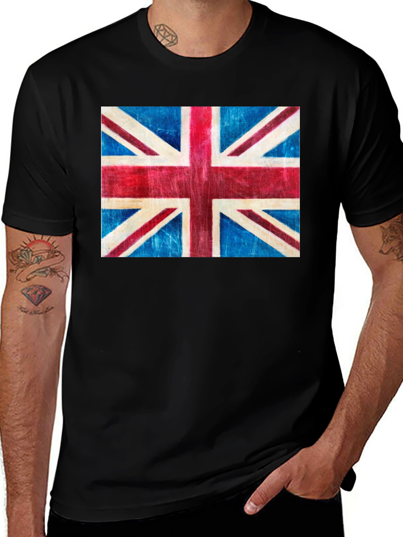Union Jack Flag Graphic Tee - Black