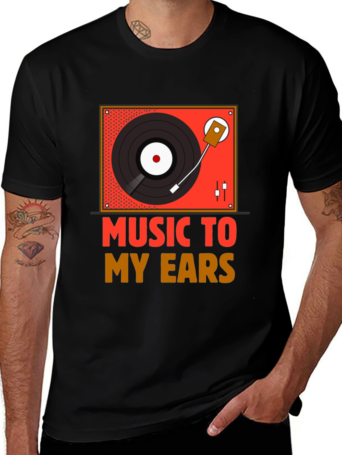 Variant 29 of Music to My Ears T-Shirt - Retro Record Player Design