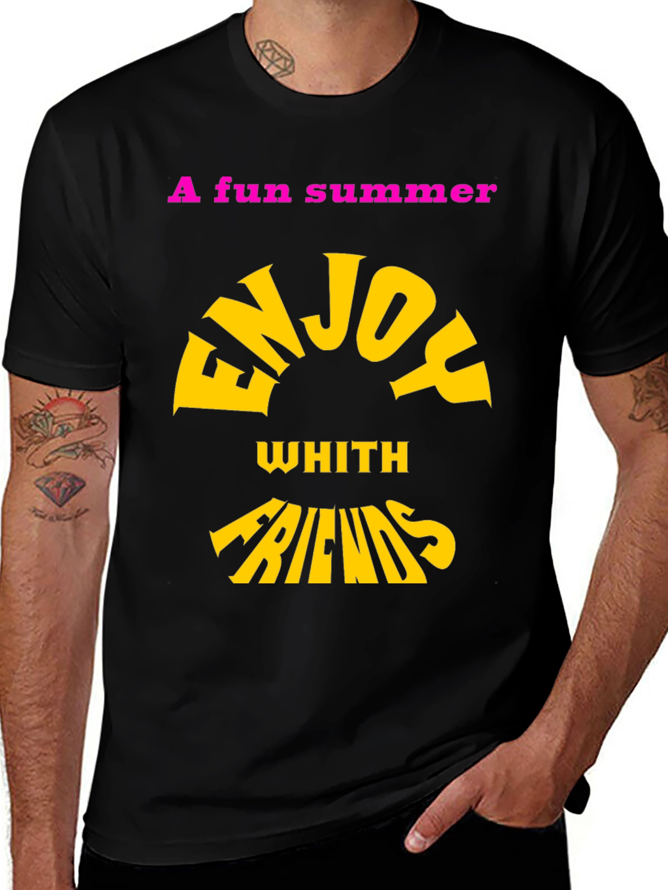 Variant 11 of Enjoy Summer With Friends Black Graphic Tee