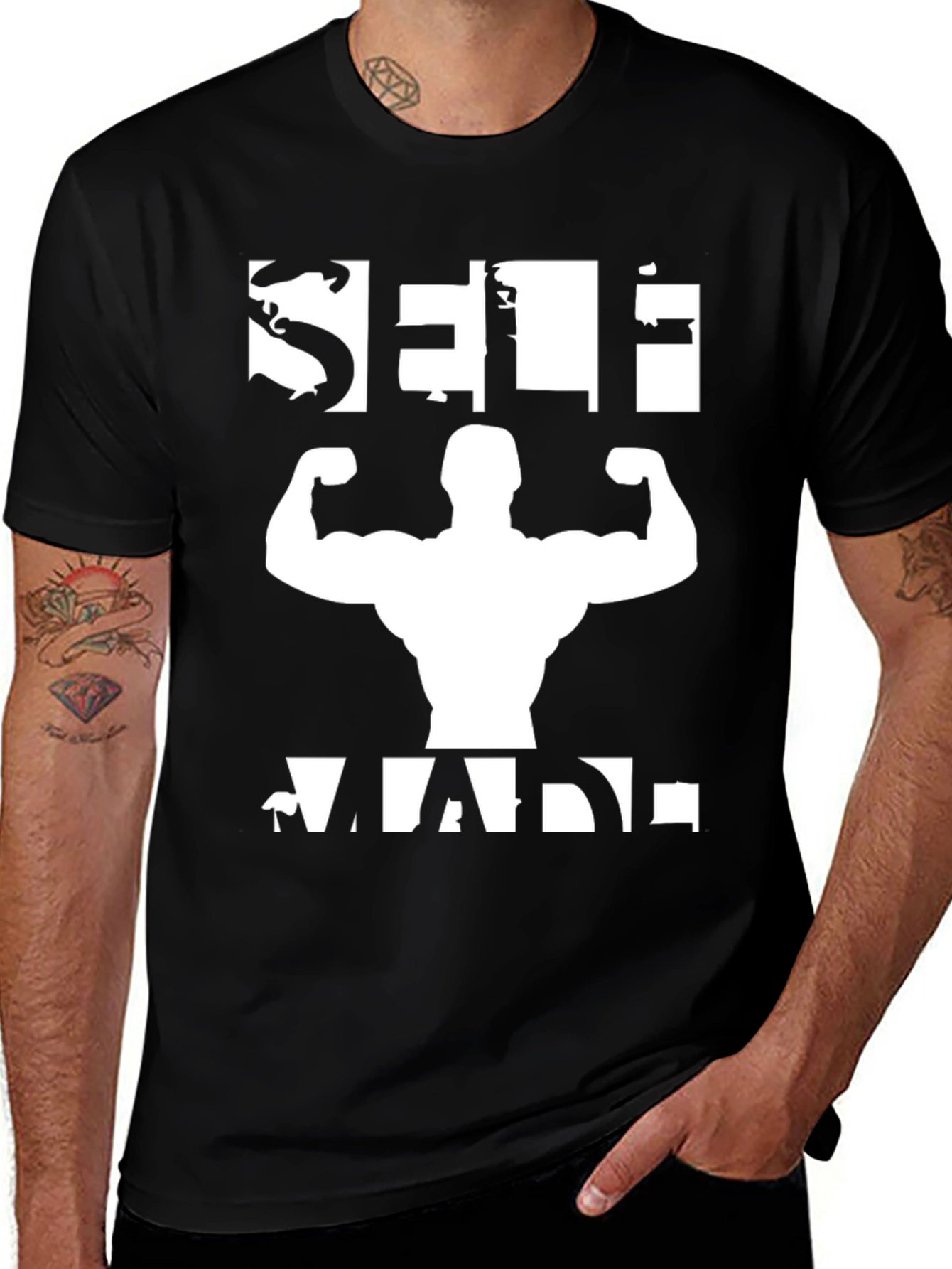 Variant 17 of Self Made Bodybuilding T-Shirt - Motivational Gym Tee