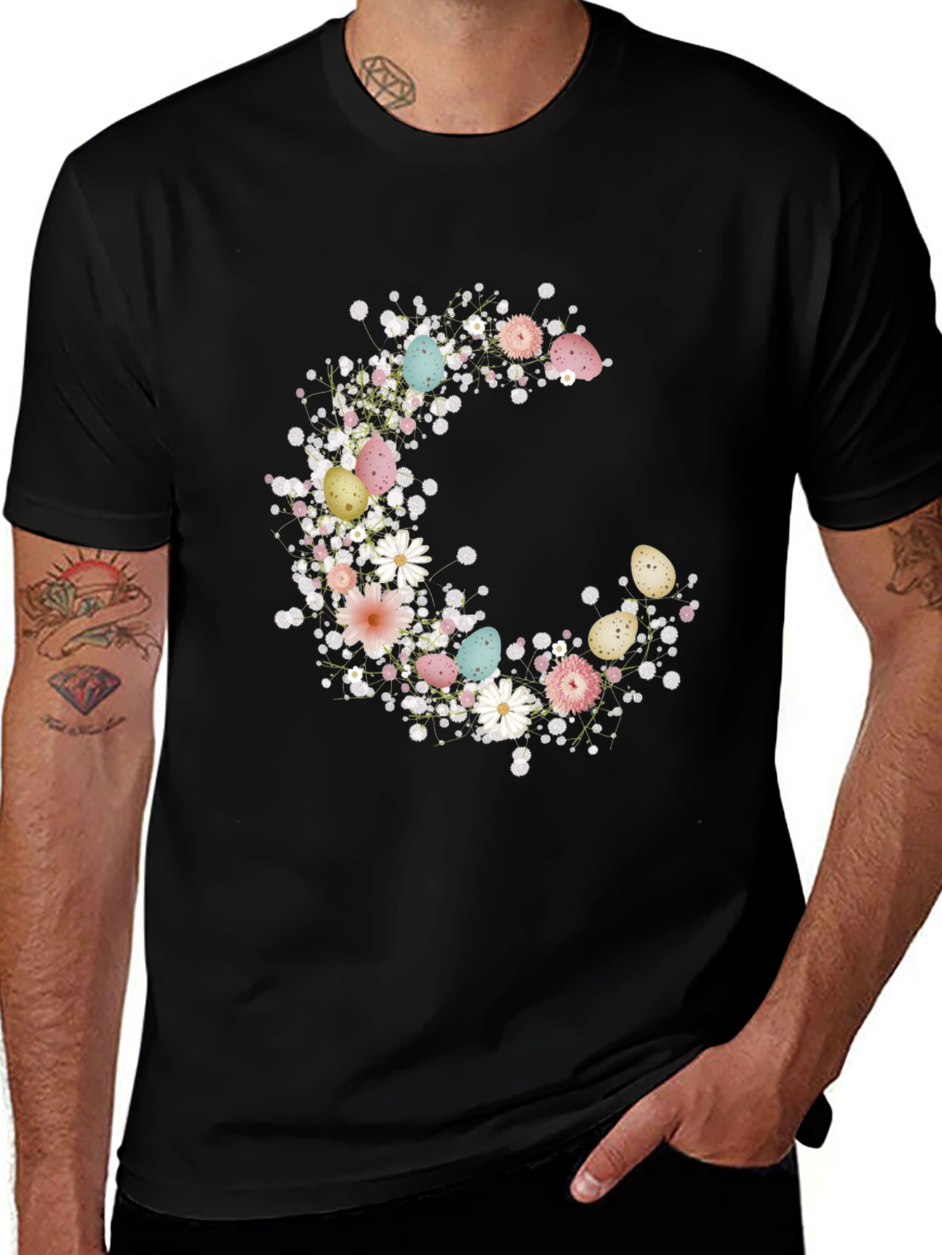 Floral Easter Egg Initial Tee
