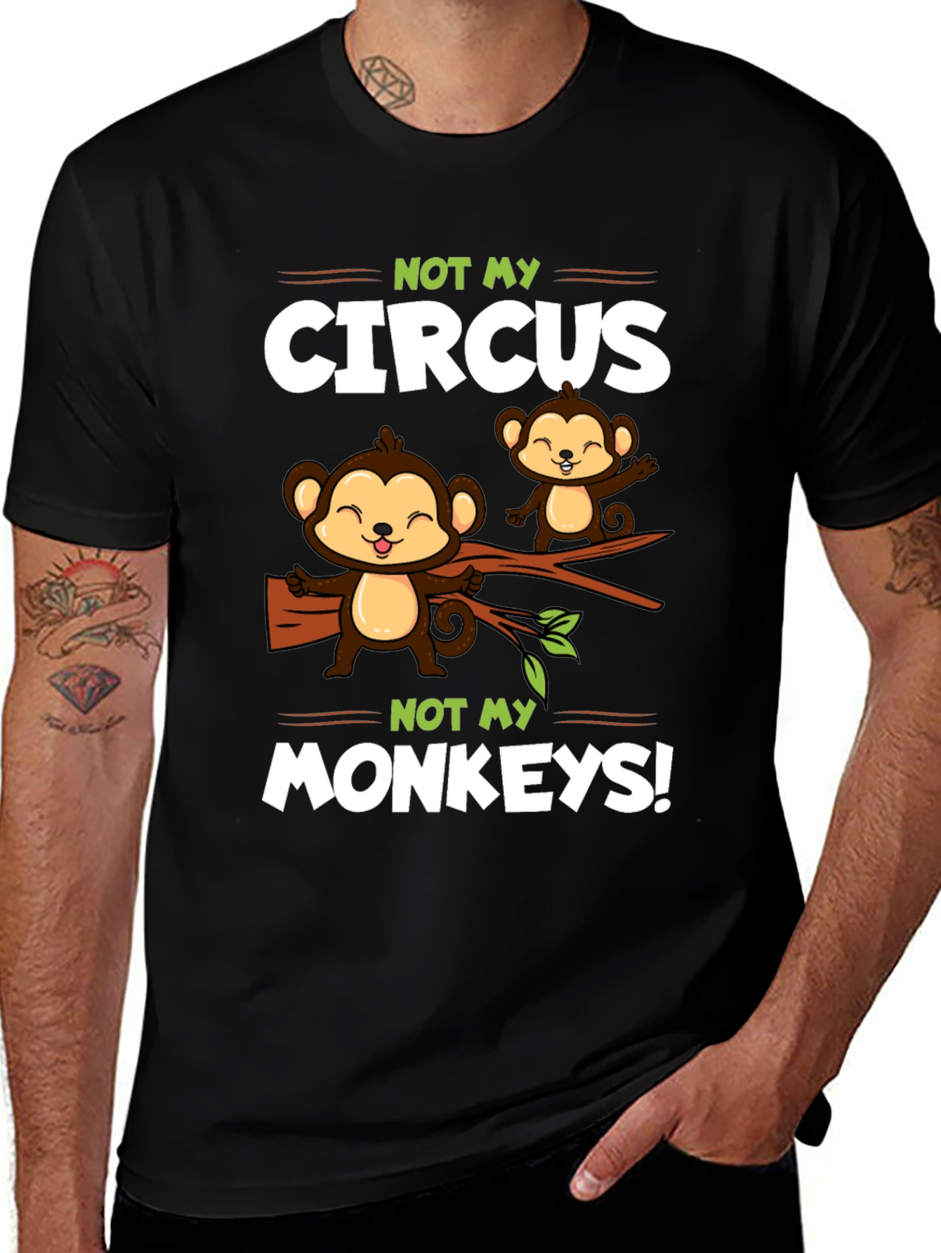 Black Funny Monkey Circus T-Shirt - Novelty Graphic Tee main image